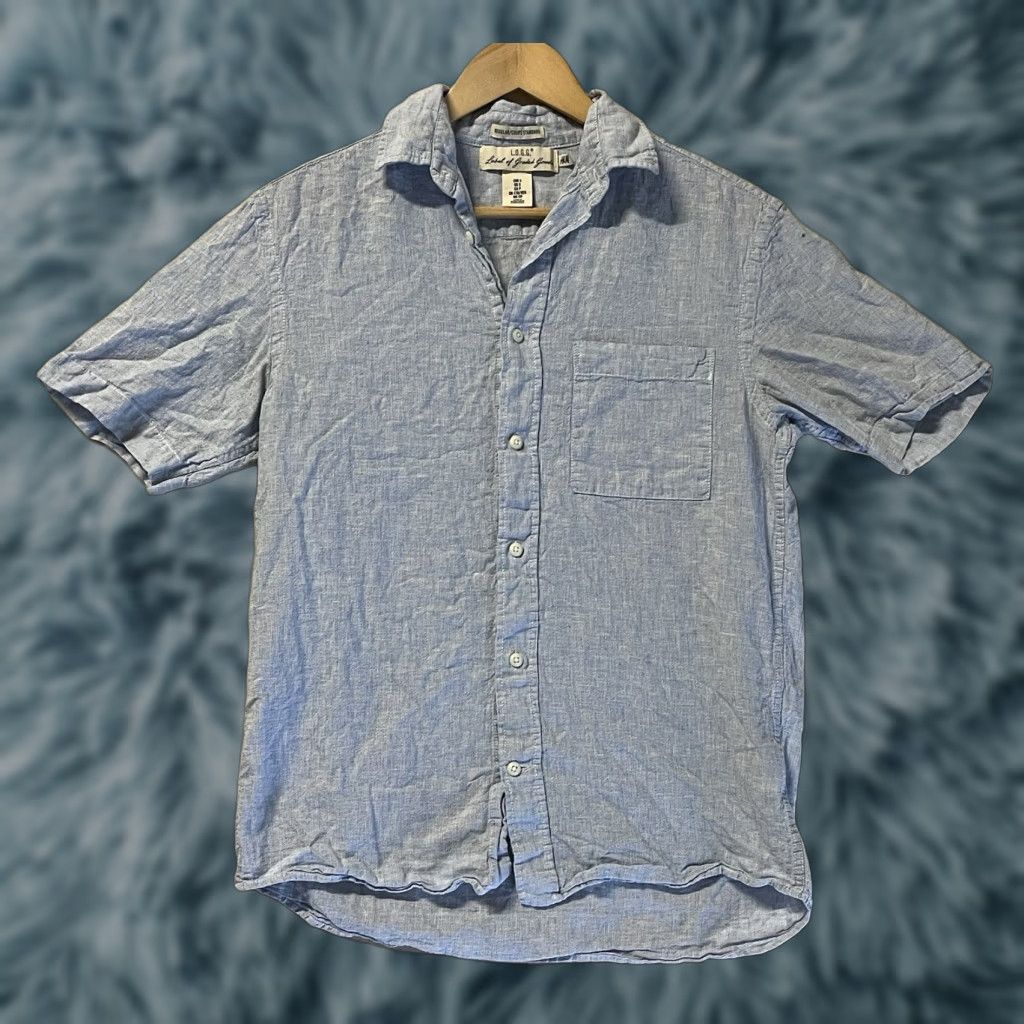 H&M Label Of Graded Goods Shirt Button-Up Short Sleeve Mens S Blue Cotton Knits Collared Breathable Pockets Button-Down Size US S / EU 44-46 / 1 - 1 Thumbnail