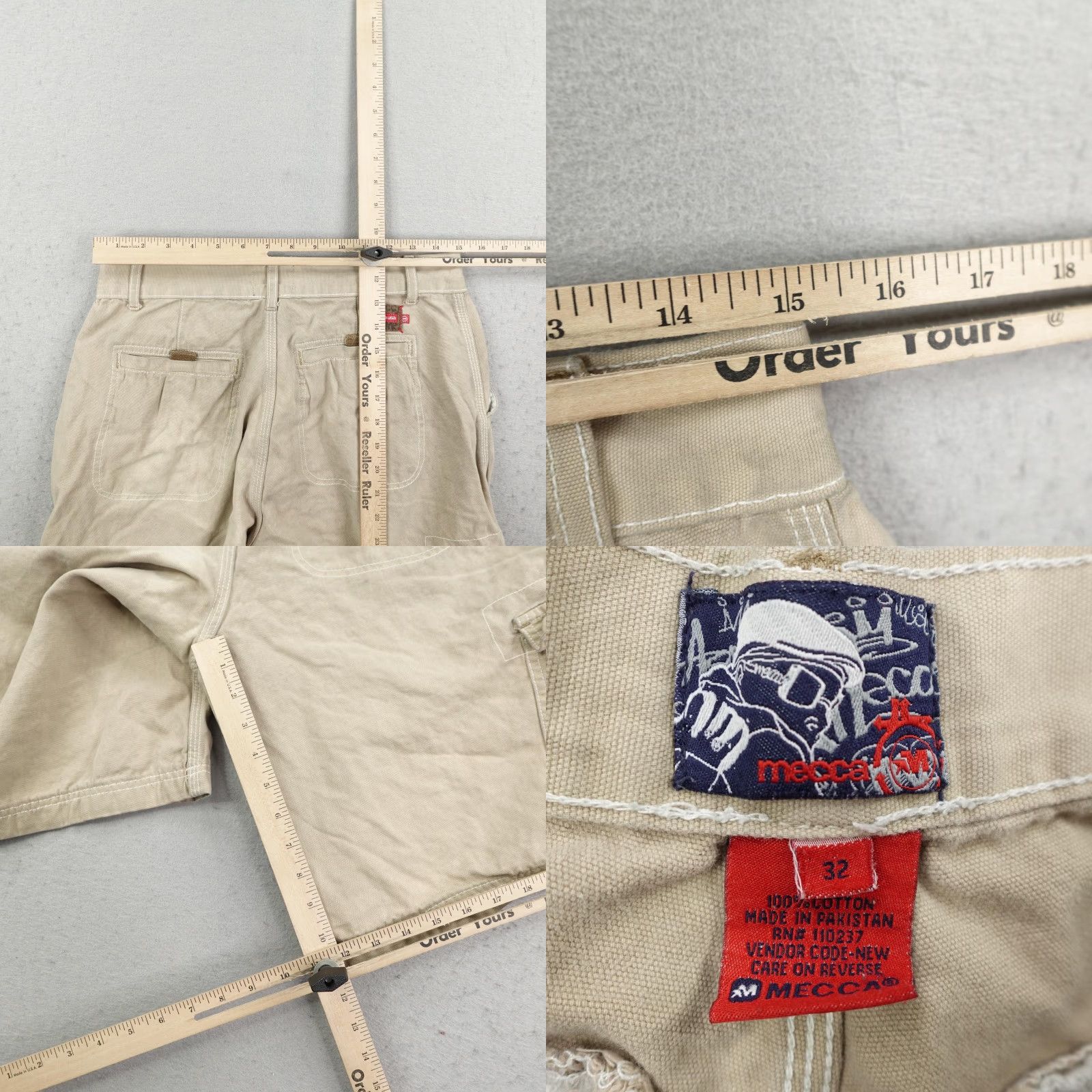 Vintage VINTAGE Mecca Cargo Shorts Mens 32 Khaki Beige Baggy Relaxed 10in Inseam Hip Hop Skater Y2K Men Size US 32 / EU 48 - 8 Thumbnail