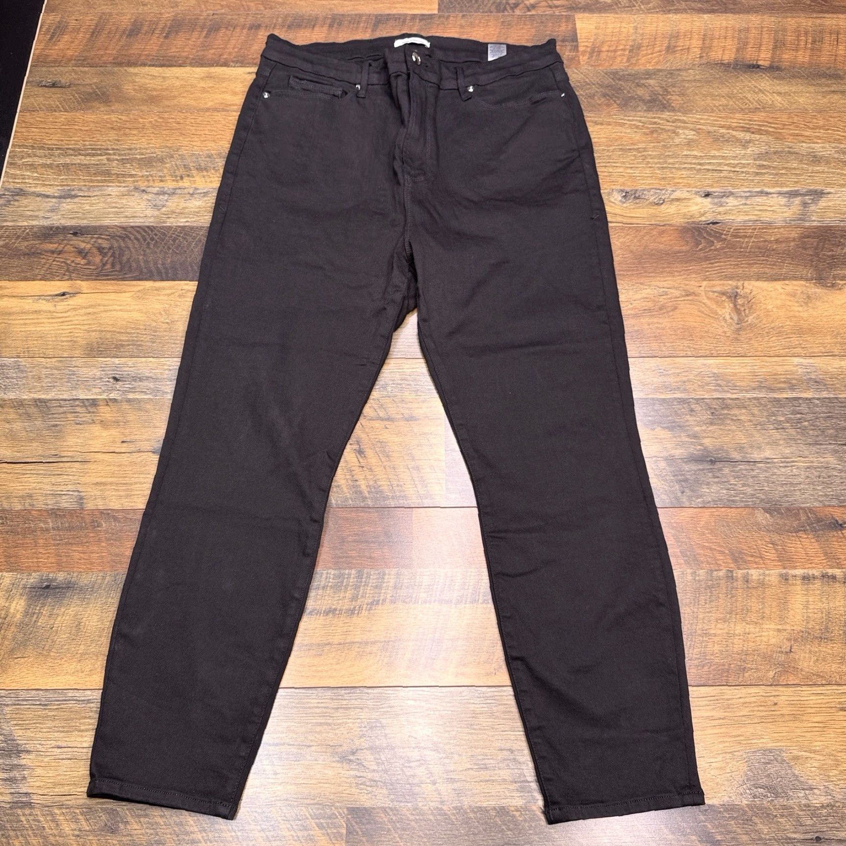 Good American Good American Jeans Womens 18 Black High Rise Crop Stretch 5-Pocket Denim Button Zip 25.5 In Inseam Plus Rise High City Size 40" / US 18 - 2 Thumbnail