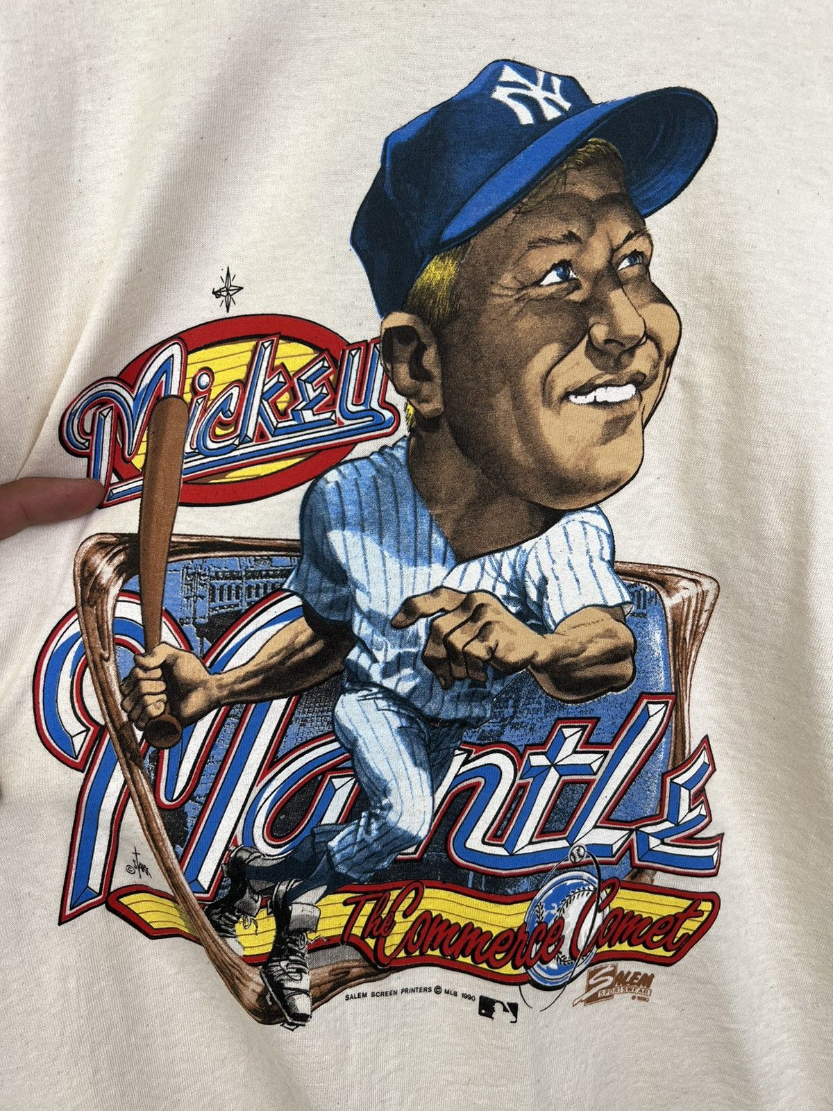 Salem Sportswear Vintage 90s Mickey Mantle New York Yankees MLB Baseball Size US XL / EU 56 / 4 - 3 Thumbnail