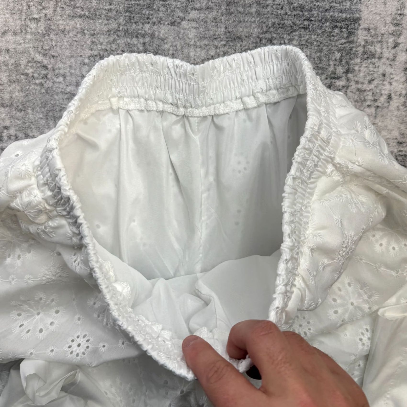 HARE Womens White Wide Leg Pants Fits 30x27 Eyelet Pull On Harem Beach Resort Summer Size 24" / US 00 / IT 34 - 5 Thumbnail