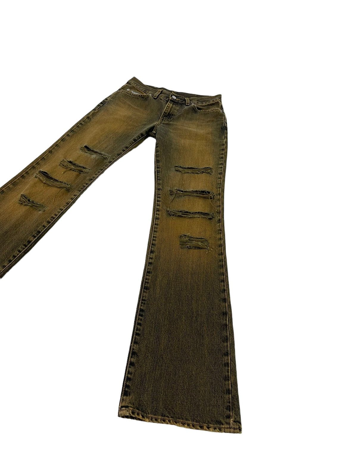 Calvin Klein Flare Jeans Vtg Calvin Klein Distress Mud Wash Waxed 7🟦3 Size US 28 / EU 44 - 3 Thumbnail