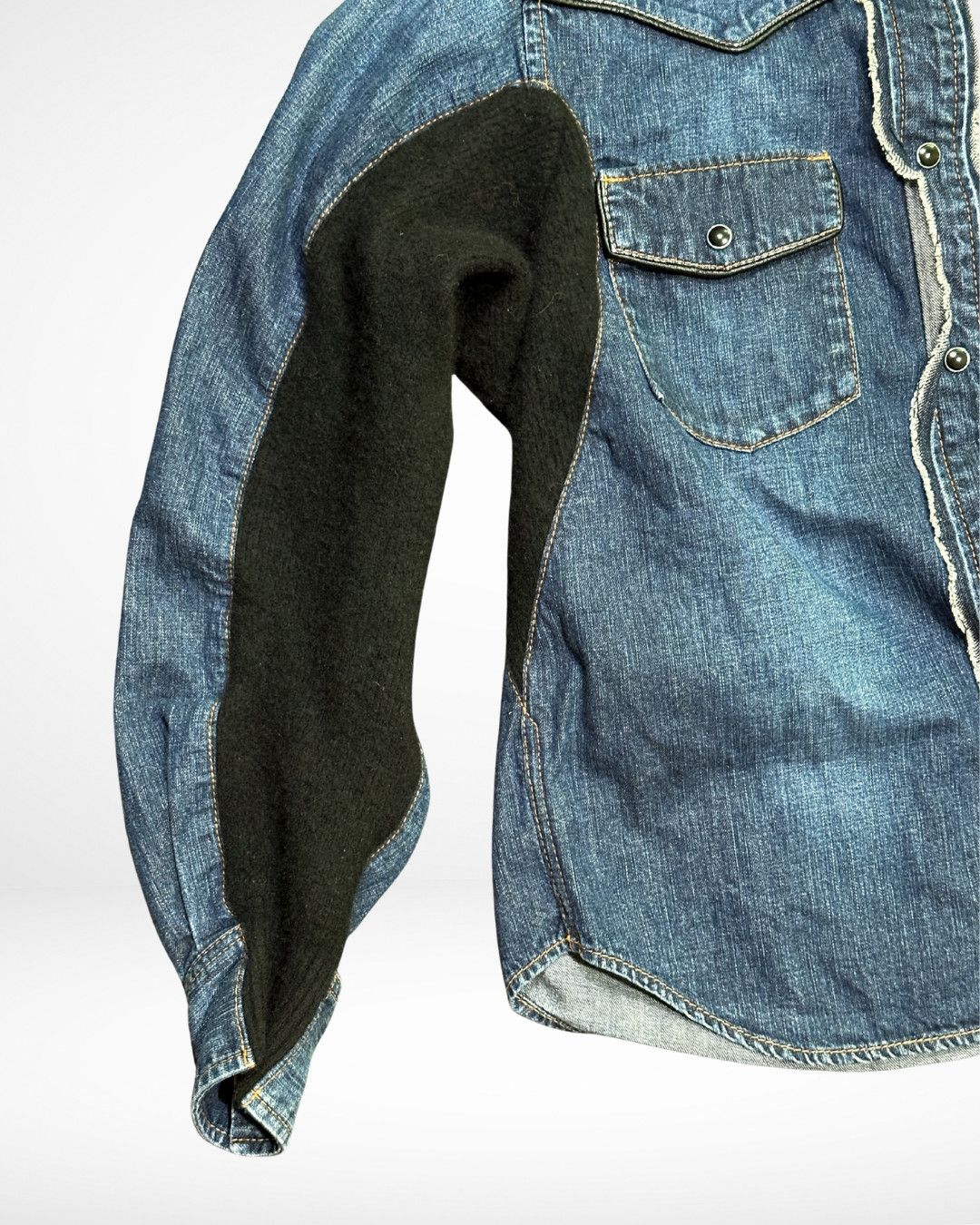 Sacai FW17 Leather Trimmed Hybrid Twisted Western Shirt Size US S / EU 44-46 / 1 - 3 Thumbnail