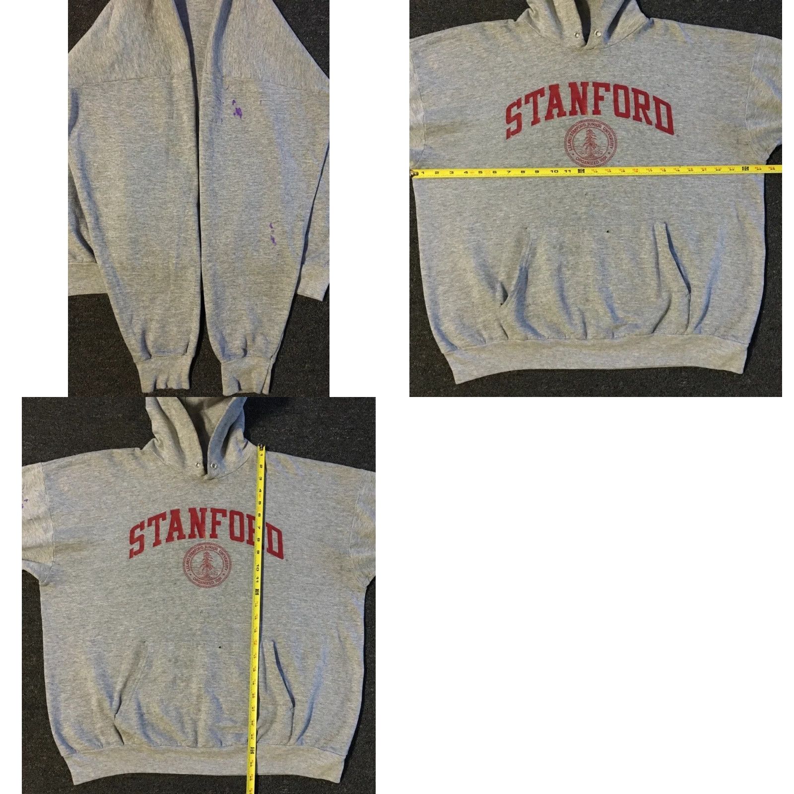 Vintage Vtg Stanford University Hoodie Gray L Boxy Distressed Faded 90s College Sports Pullover Men Shirt University USA Breach? Size US L / EU 52-54 / 3 - 10 Thumbnail