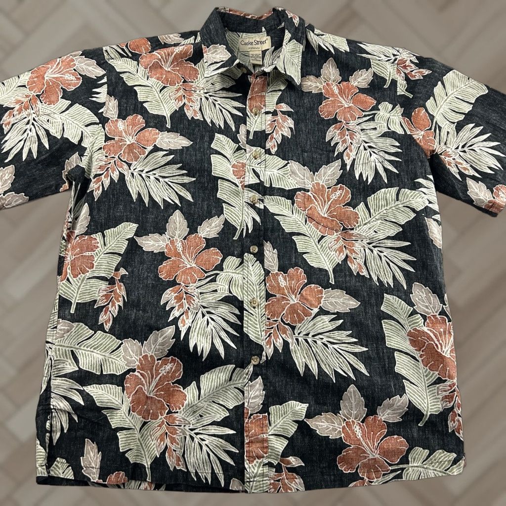 Vintage Cooke Street Hawaiian Floral Short Sleeve Button-Up Shirt Men's XL Black Size US XL / EU 56 / 4 - 1 Thumbnail