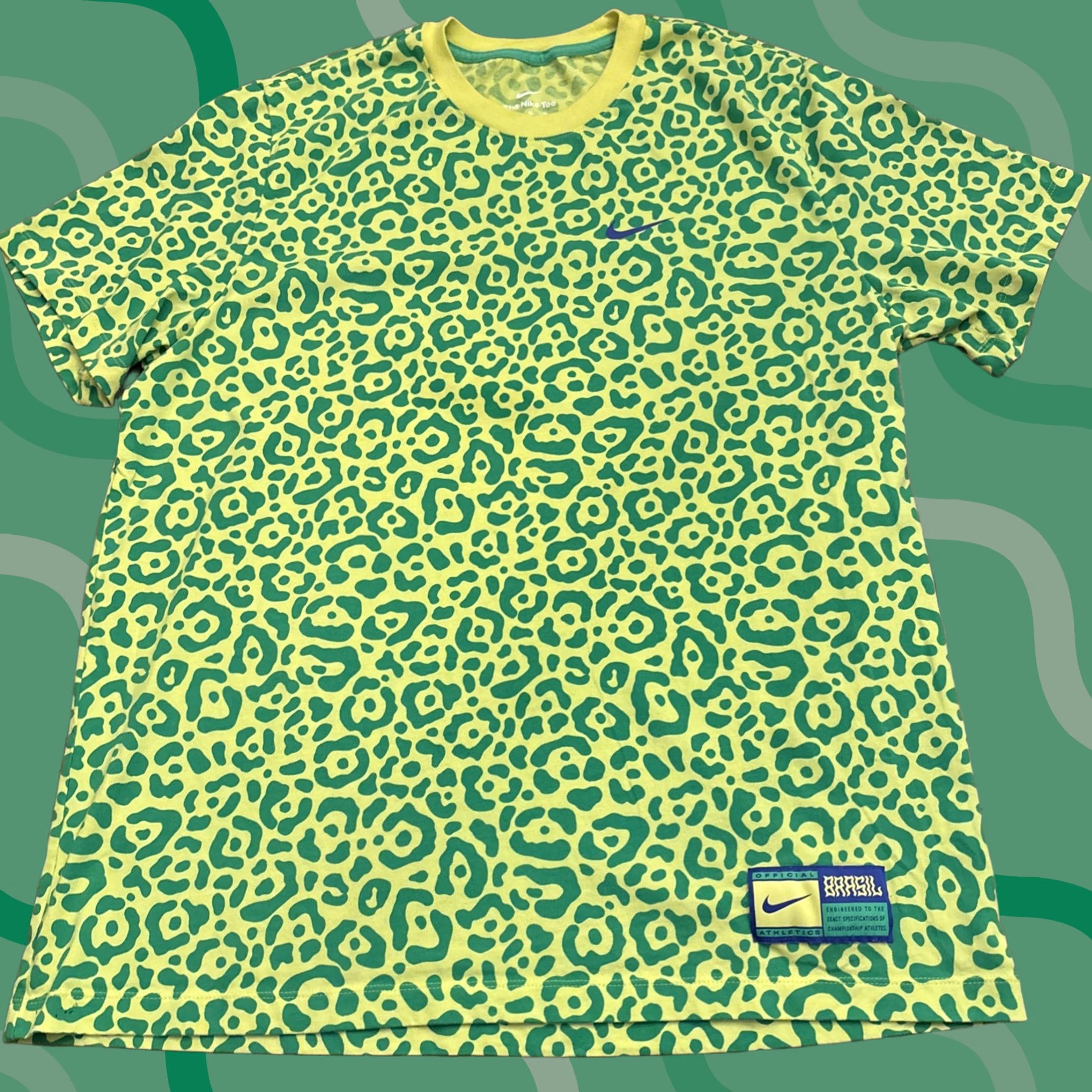 Nike Nike Brazil Soccer Ignite T-Shirt XL Crew Neck Cheetah Print Yellow Adult Mens Rare Size US XL / EU 56 / 4 - 1 Thumbnail