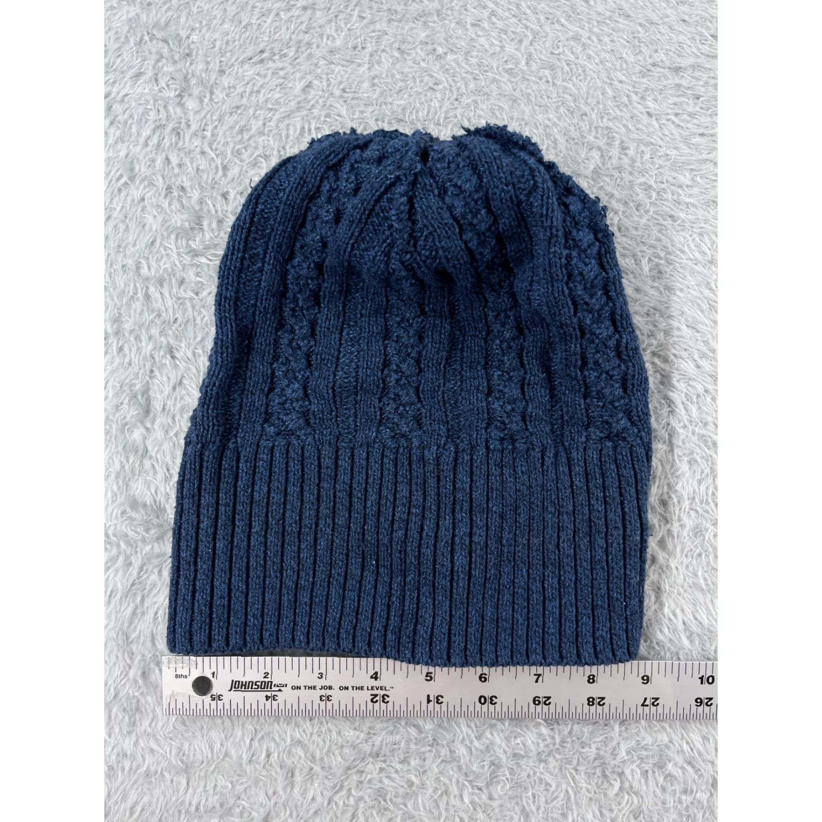 Vintage Womens Beanie Toque Blue Cable Knit Acrylic Polyester Blend One Size Knit Hat Ski Pom Beanie Womens Accessories Casual Outdoor Swirl 90s Size ONE SIZE - 5 Thumbnail