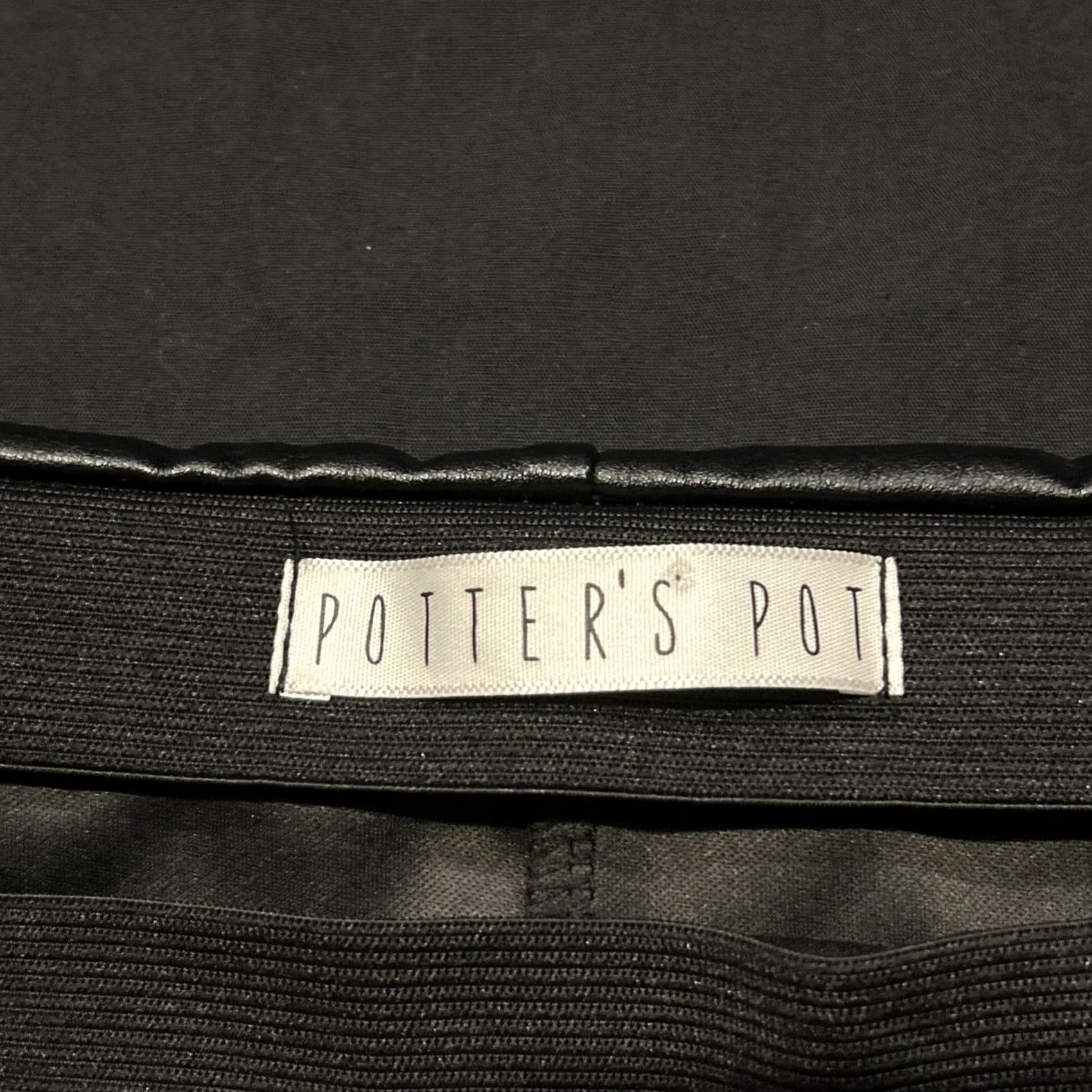 Vintage Potter's Pot Skirt Mini Black Faux Leather Size M Polyester Size 32" / US 10 / IT 46 - 2 Thumbnail