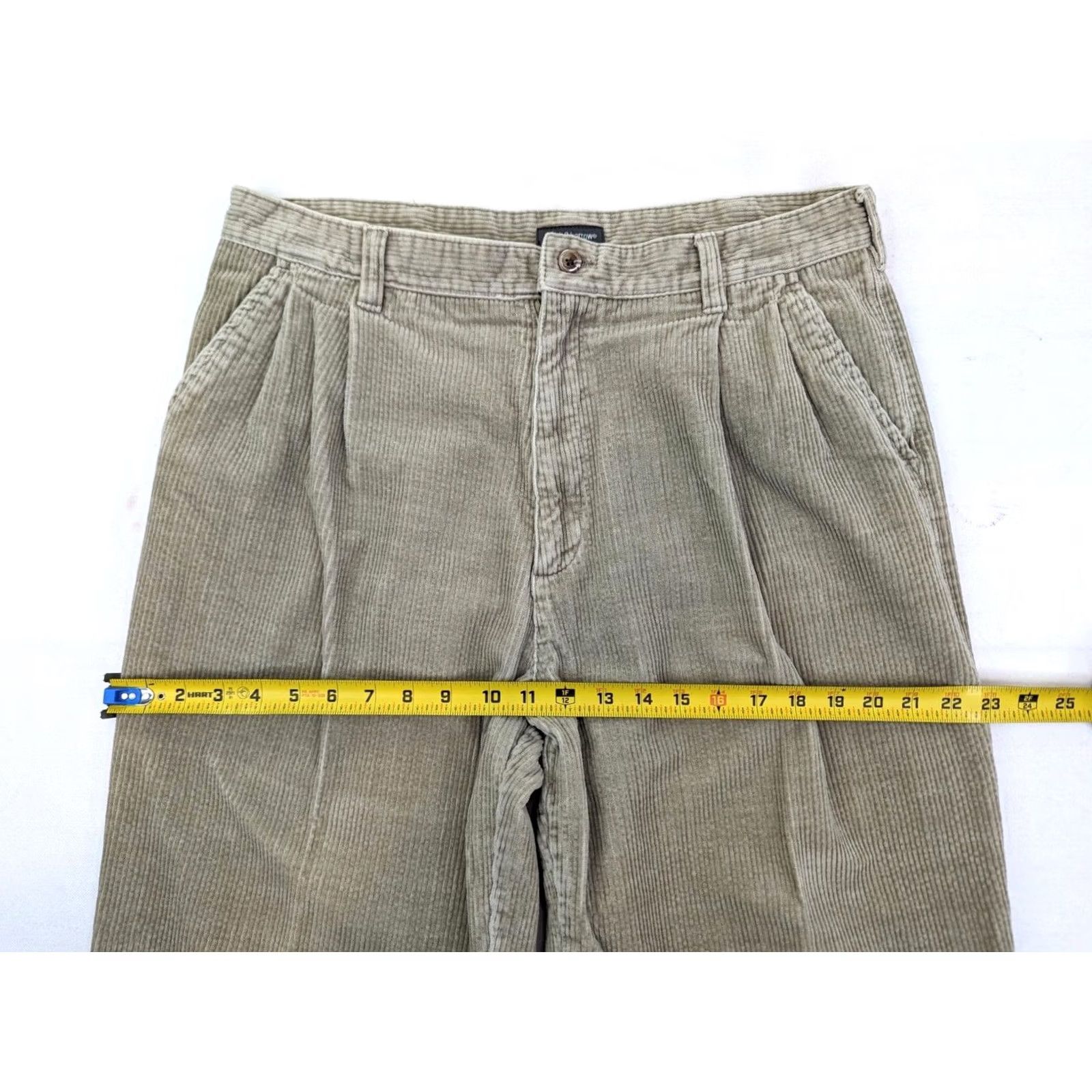 Croft & Barrow Croft & Barrow Pants Men 36x30 (Fits 34x28) Beige Corduroy Straight Pleated Cuff Size US 34 / EU 50 - 6 Thumbnail