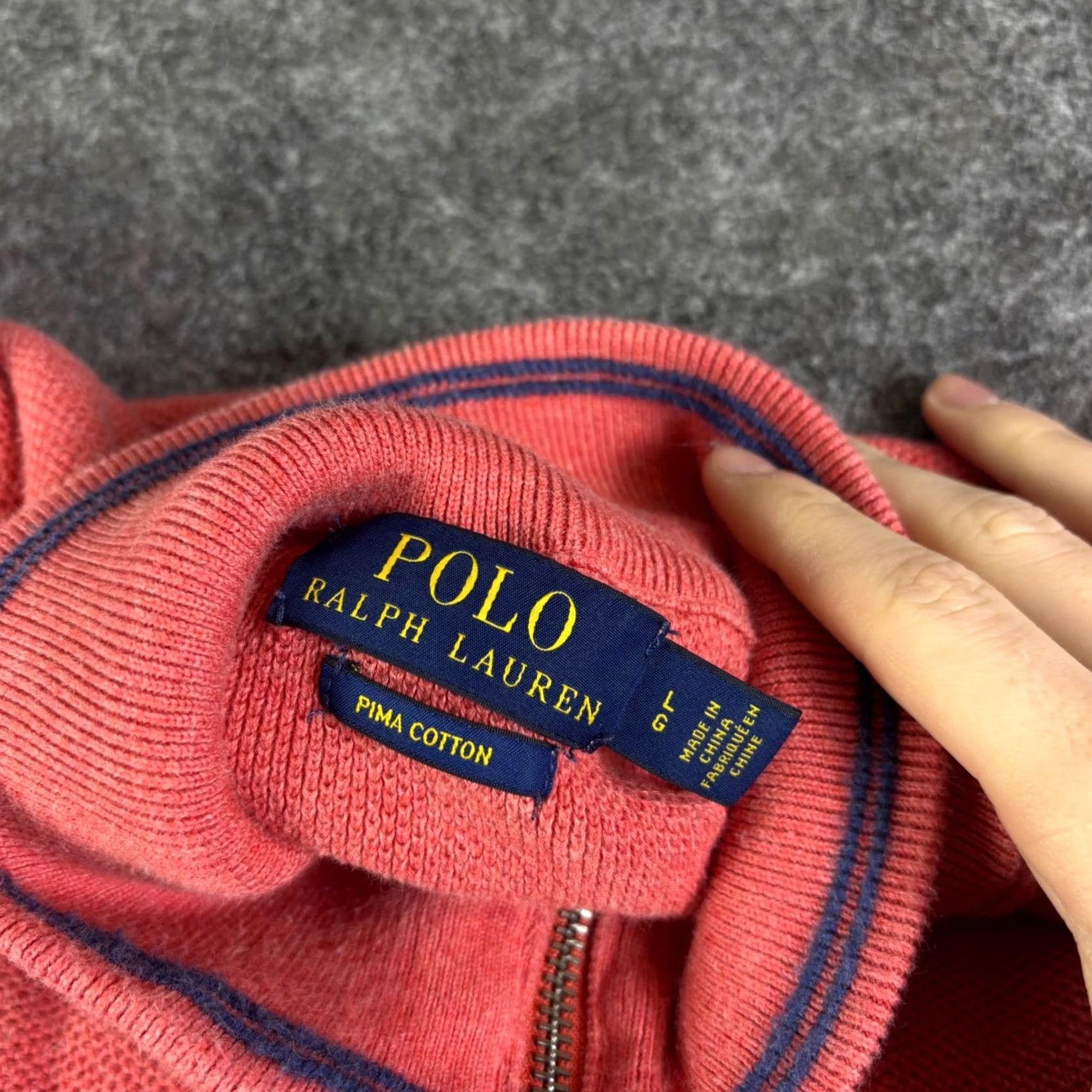 Polo Ralph Lauren Polo Ralph Lauren Pima Cotton Quarter Zip Sweater Coral Pink Mens L Size US L / EU 52-54 / 3 - 5 Thumbnail