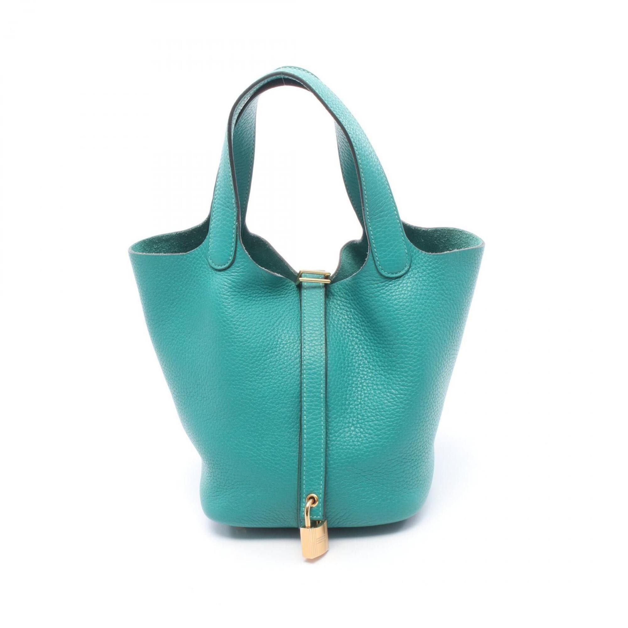 Hermes Hermes Picotin Lock PM Handbag, Leather, Taurillon Clemence Women's, Green Size ONE SIZE - 1 Thumbnail