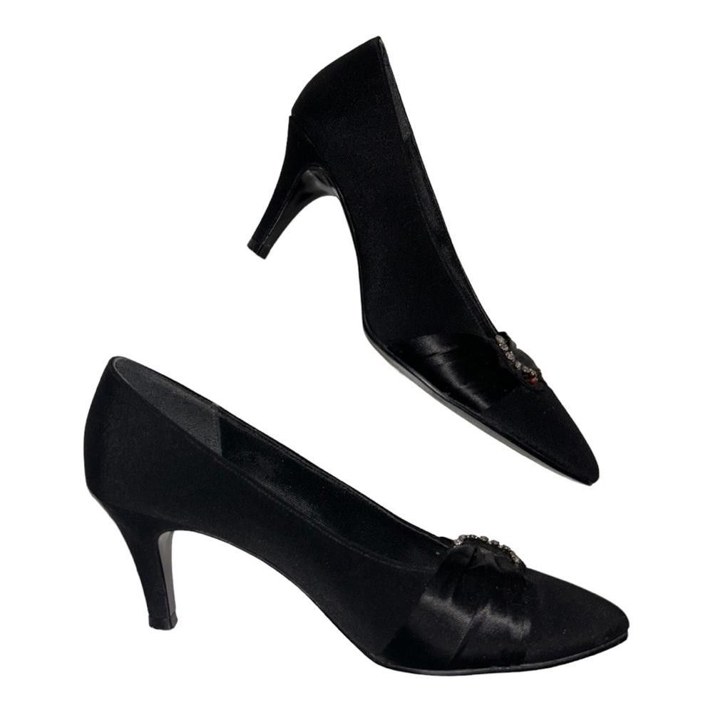 Designer Life Stride l Rhinestones Black Pointed Heels 6.5 Size US 6.5 / IT 36.5 - 3 Thumbnail