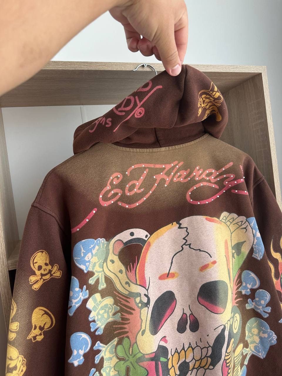 Christian Audigier × Ed Hardy × Vintage Vintage Ed Hardy Christian Audigier Brown Hoodie Size US XL / EU 56 / 4 - 13 Thumbnail
