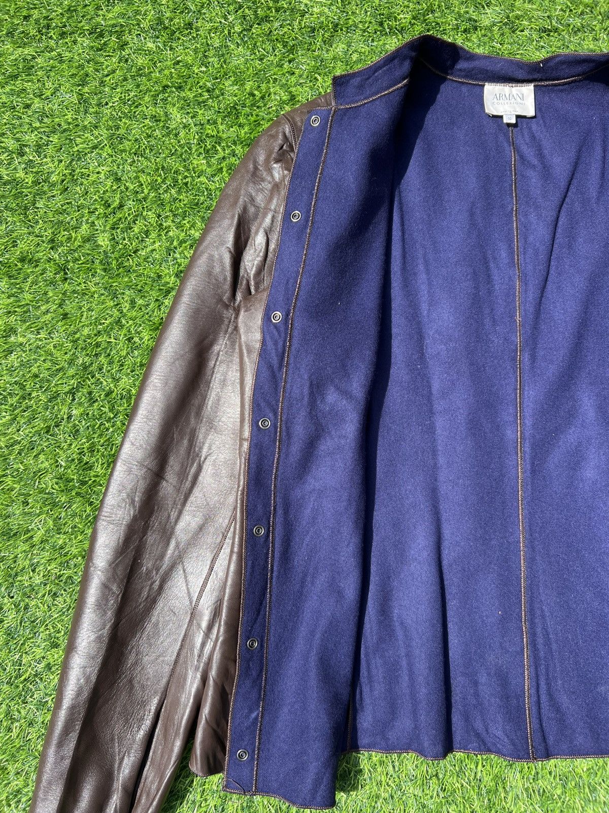 Armani Collezioni Vintage Armani collezioni Brown Leather Jacket -size 10 Size L / US 10 / IT 46 - 5 Thumbnail