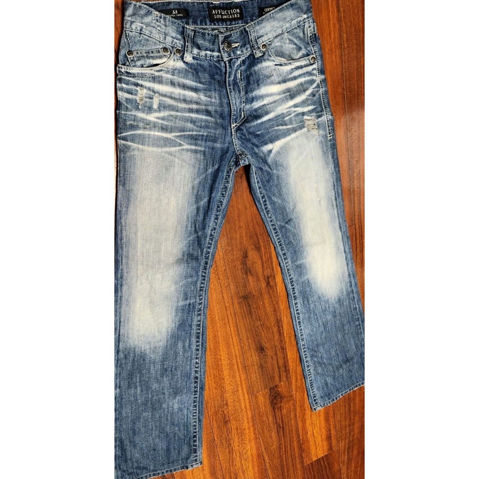 Affliction AFFLICTION Jeans Los Angeles Cooper Relaxed Boot Cut Men 33 Jeans Denim 100% Cotton Blue Size US 33 - 3 Thumbnail