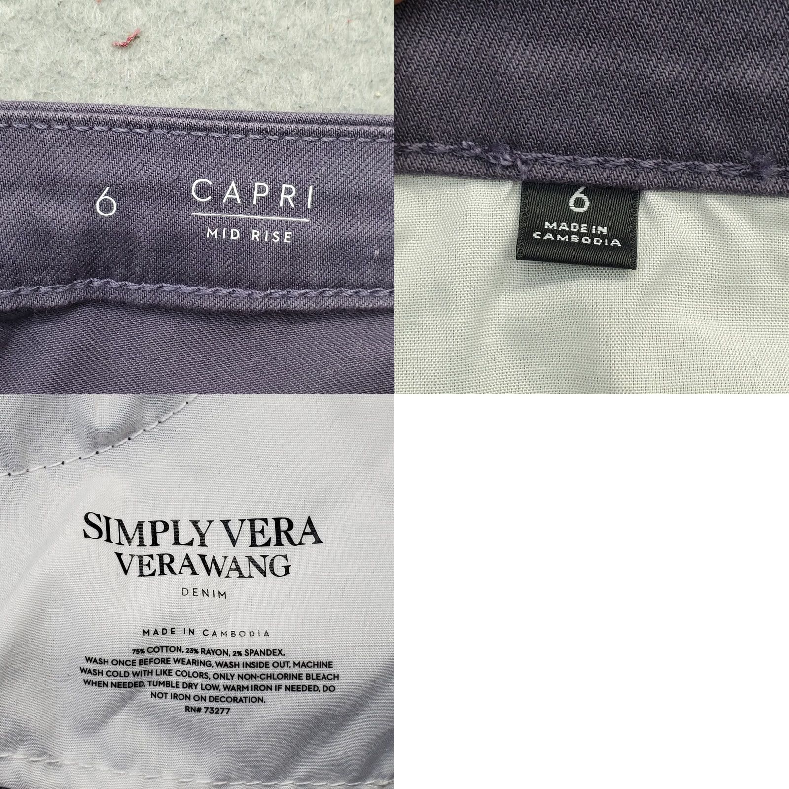 Vintage Simply Vera Vera Wang Capri Jeans Womens 6 Purple Mid Rise Ankle Slit Straight Jeans Size 28" / US 6 / IT 42 - 8 Thumbnail