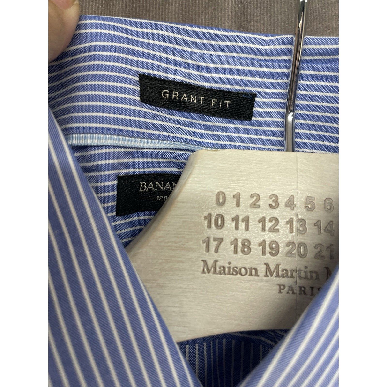 Banana Republic Banana Republic Men's M Grant Fit 120s Supima Cotton Blue Pi Size US M / EU 48-50 / 2 - 4 Thumbnail