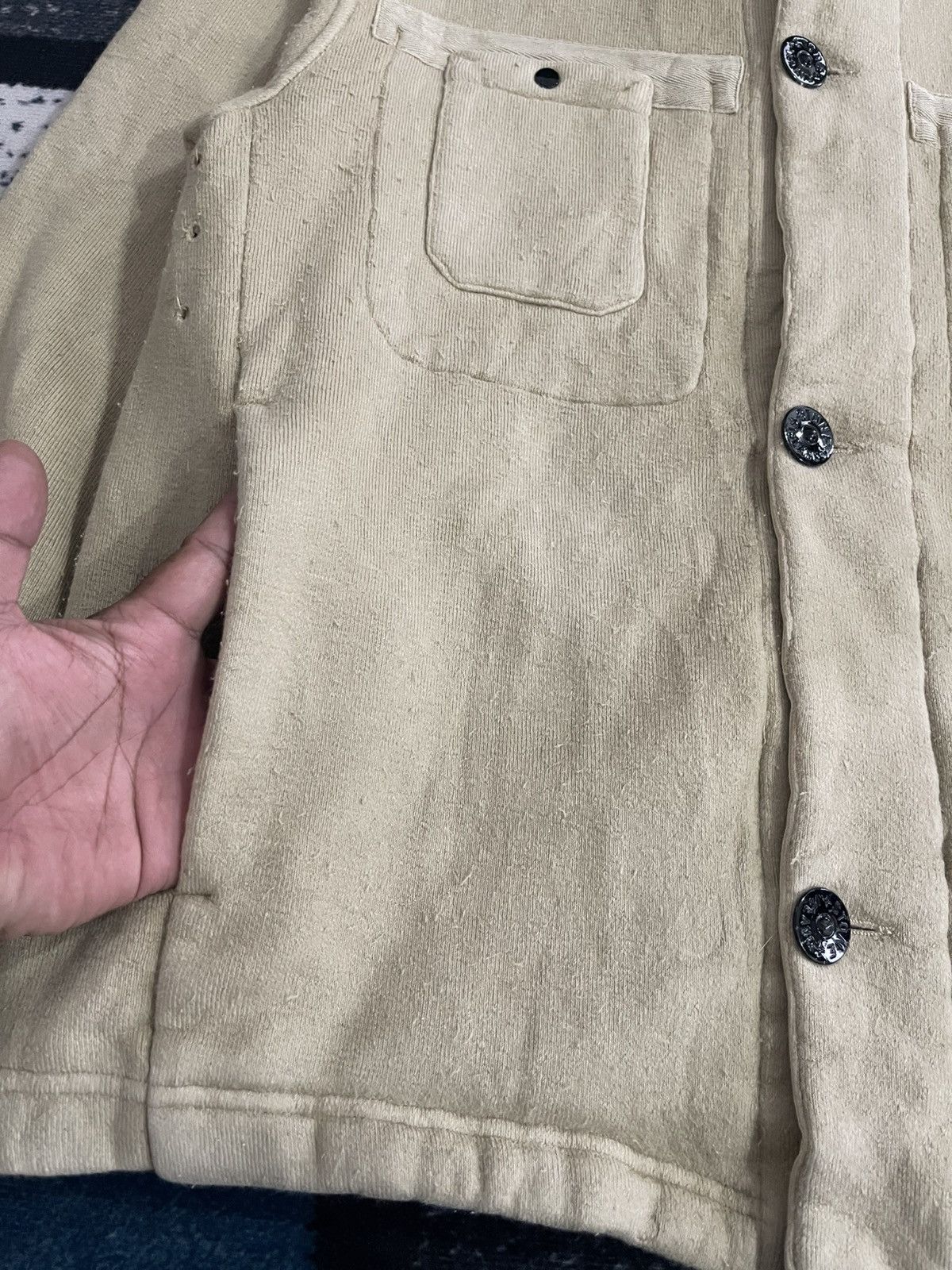 Stone Island Vintage 1999 Stone Island Beige Fleece Lined Hoodie Jacket Size US L / EU 52-54 / 3 - 10 Thumbnail