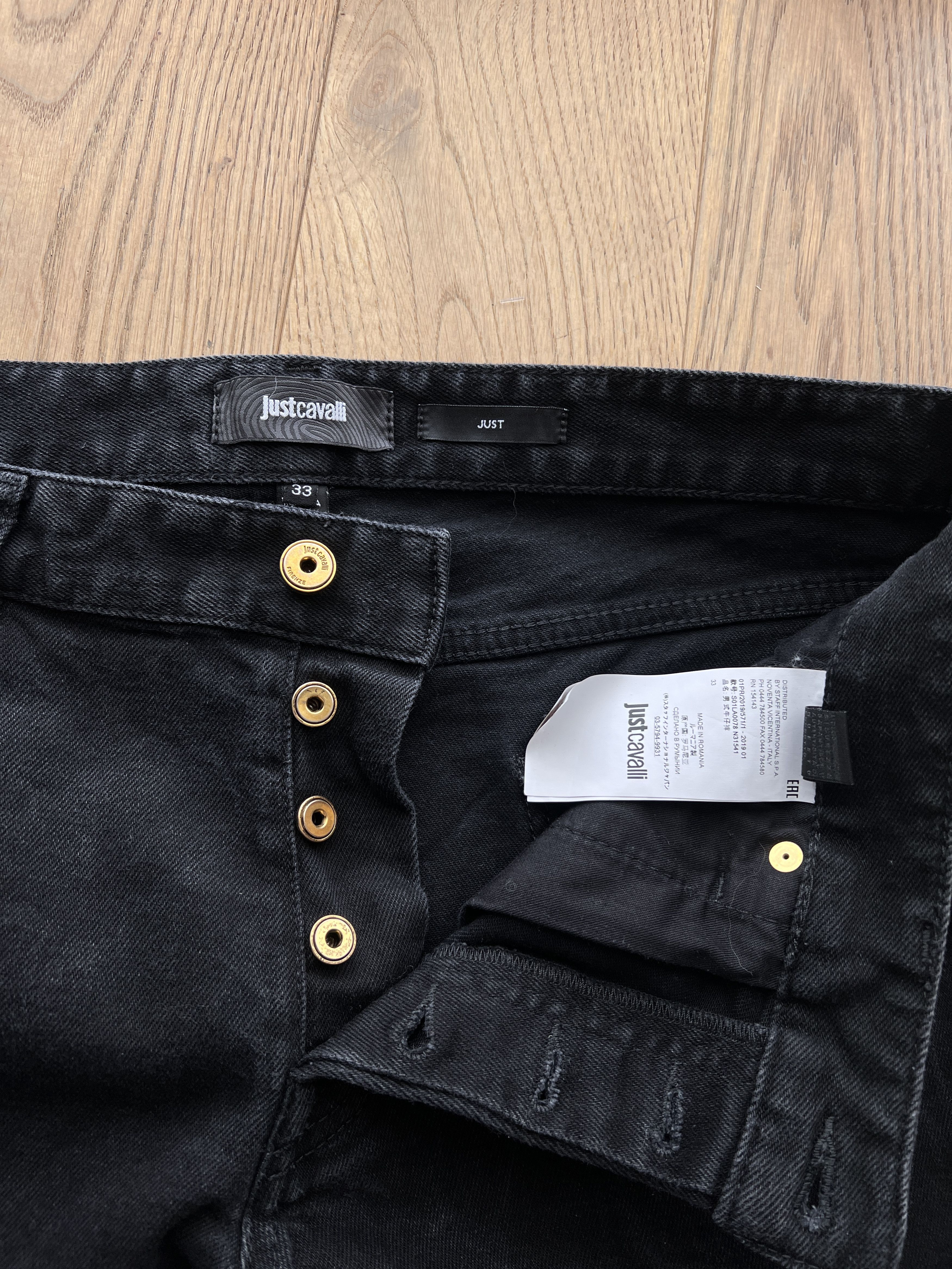 Just Cavalli Just Cavalli embroidery snake black denim jeans stretch rare Size US 33 - 18 Thumbnail