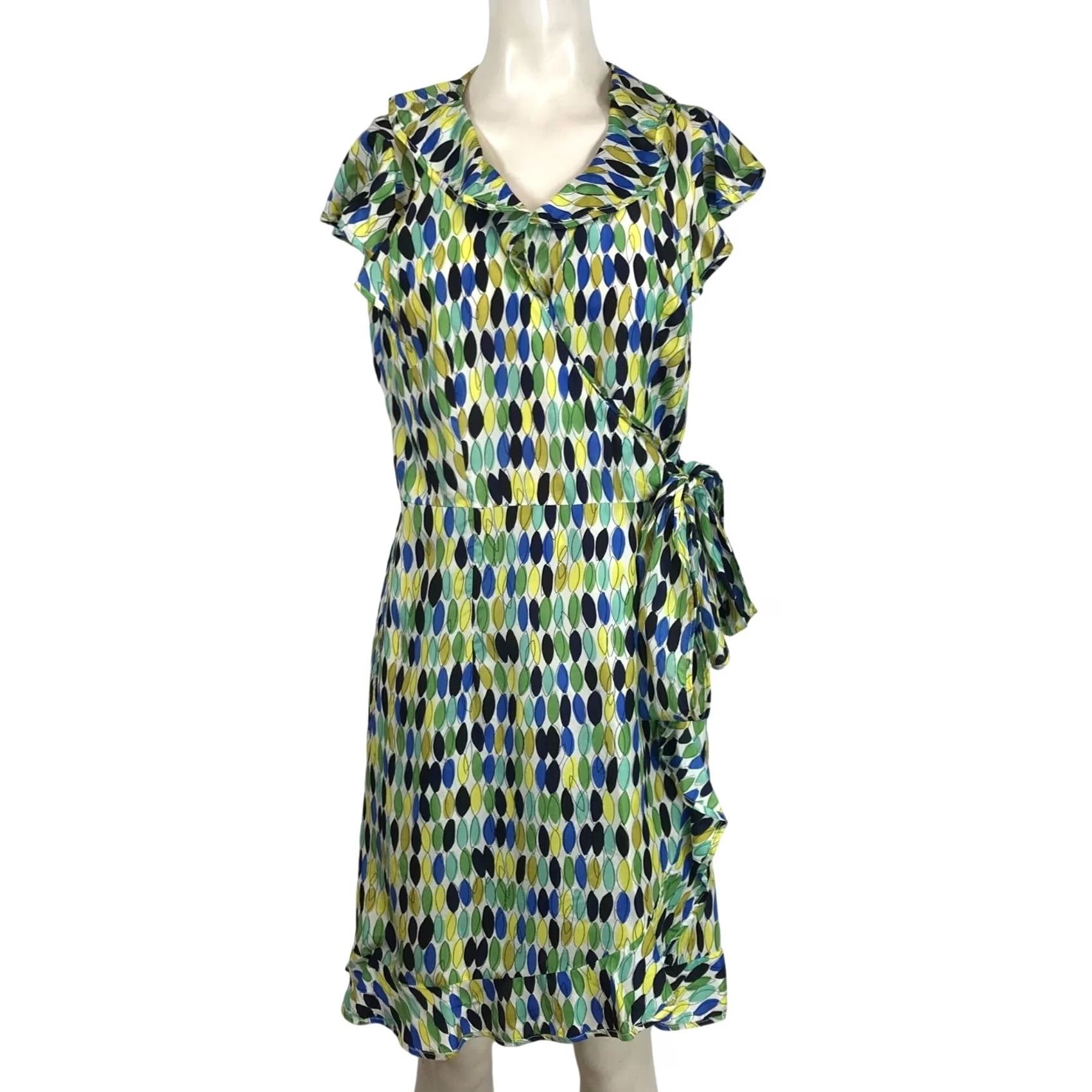 Nanette Lepore NANETTE LEPORE Dress Women 8 Multicolor Sleeveless Cap Sleeves Wrap Silk DRESS Size M / US 6-8 / IT 42-44 - 2 Thumbnail