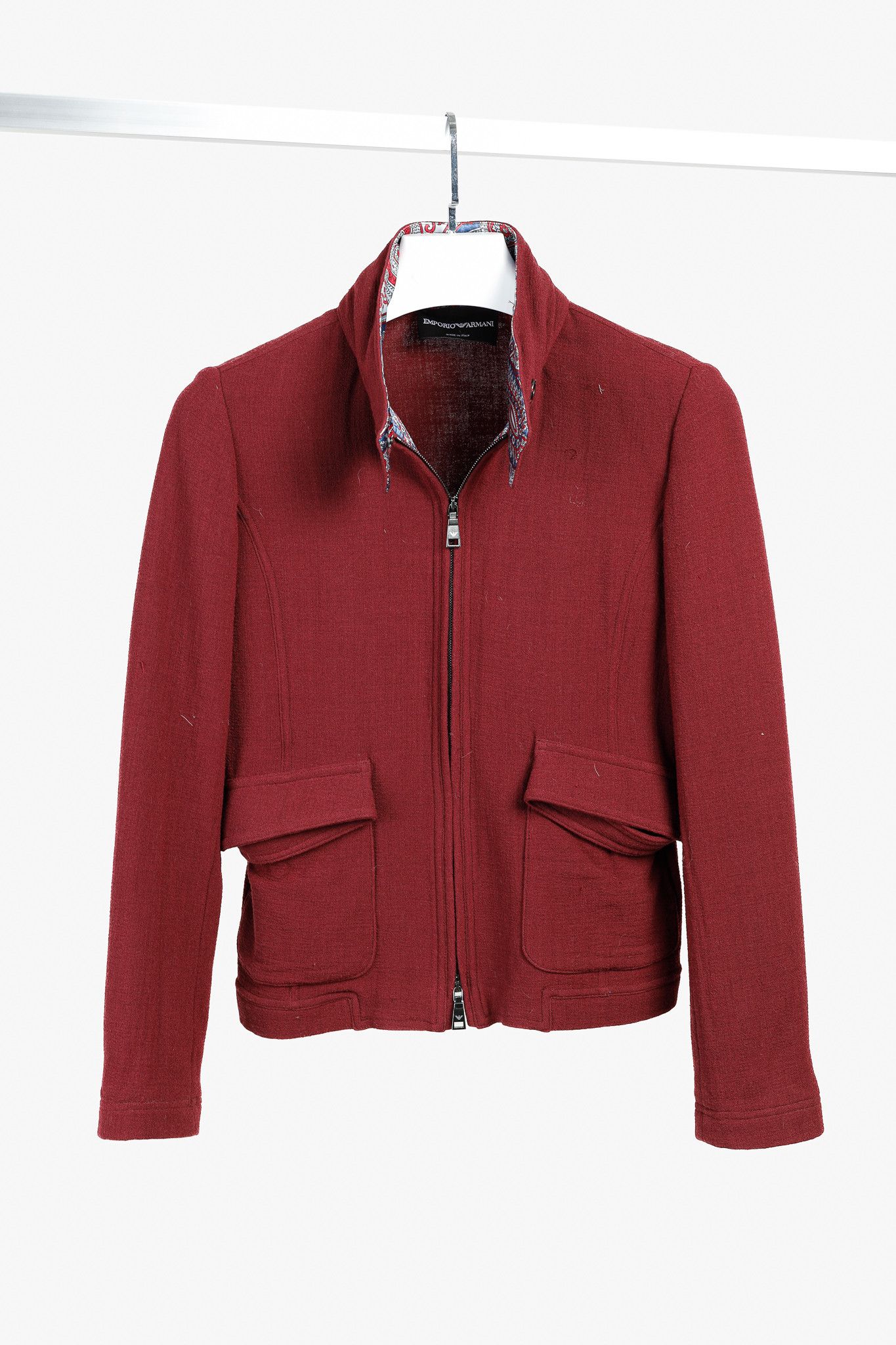 Emporio Armani Emporio Armani 2010 Wool-Blend Jacket with Paisley Trim Size XS / US 0-2 / IT 36-38 - 1 Thumbnail