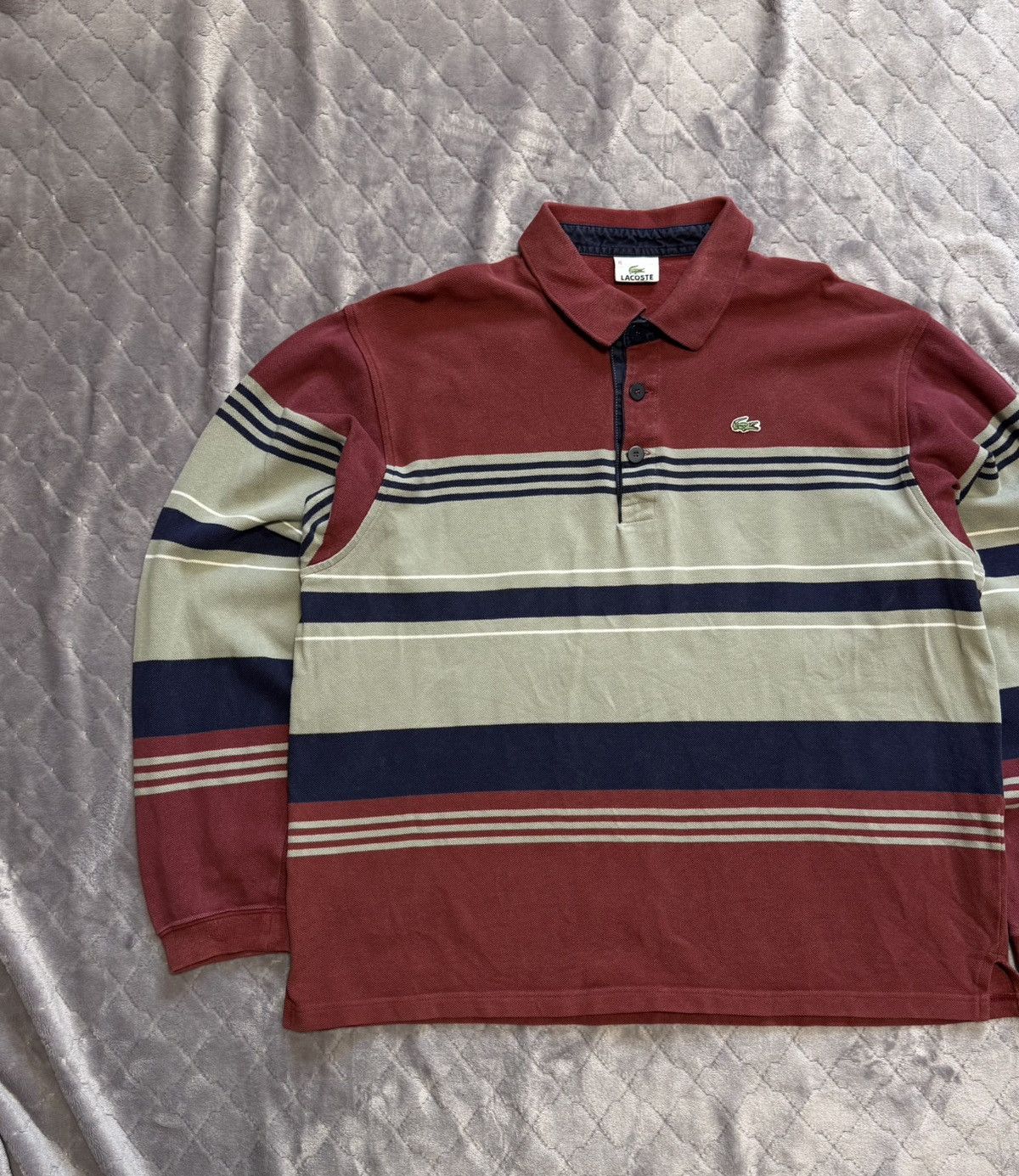 Lacoste × Vintage Vintage y2k Lacoste Long Sleeve Polo Size US XL / EU 56 / 4 - 2 Thumbnail