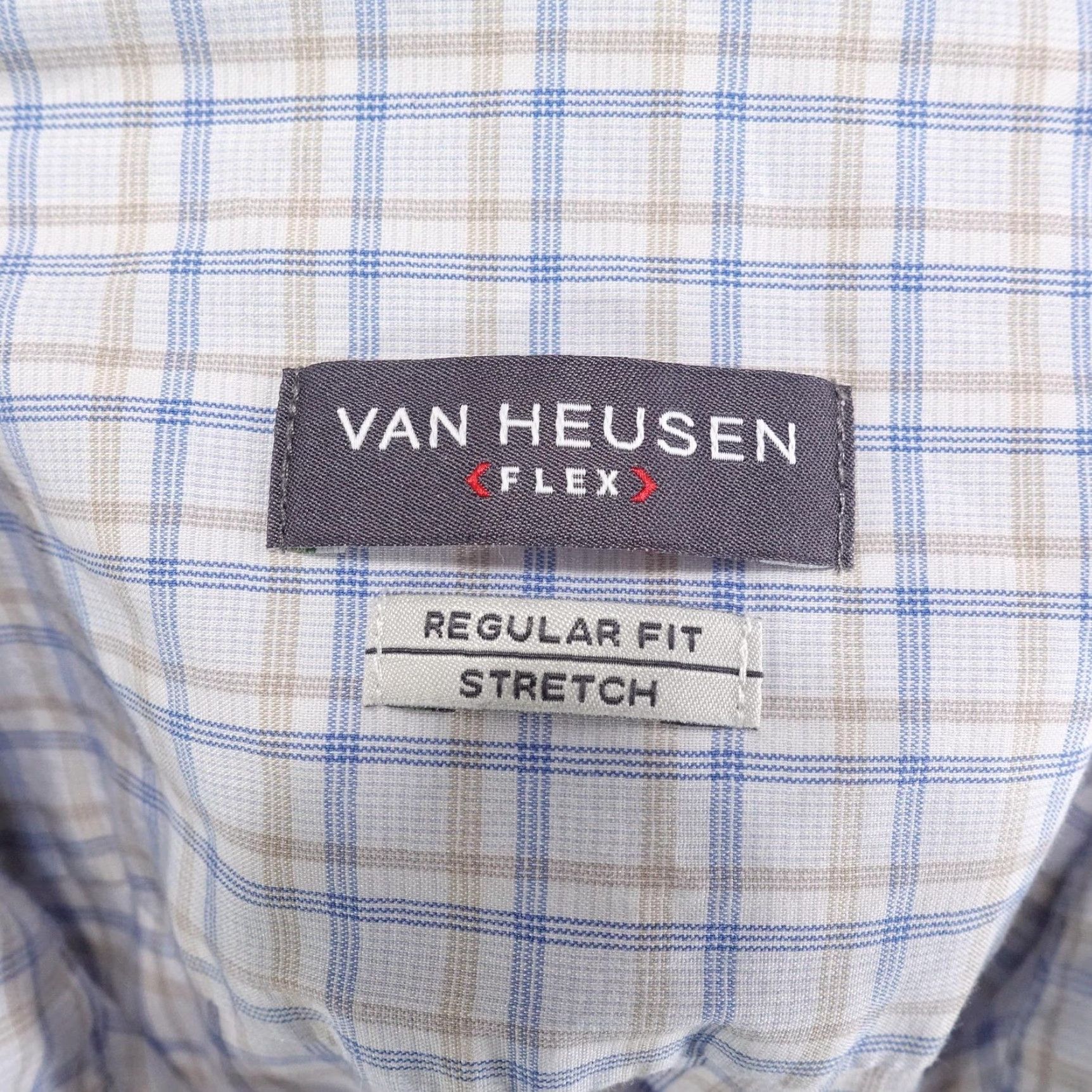 Van Heusen Van Heusen Flex Shirt Mens Large 16.5 34/35 Blue Check Stretch Dress Long Sleeve Size 42R - 6 Thumbnail