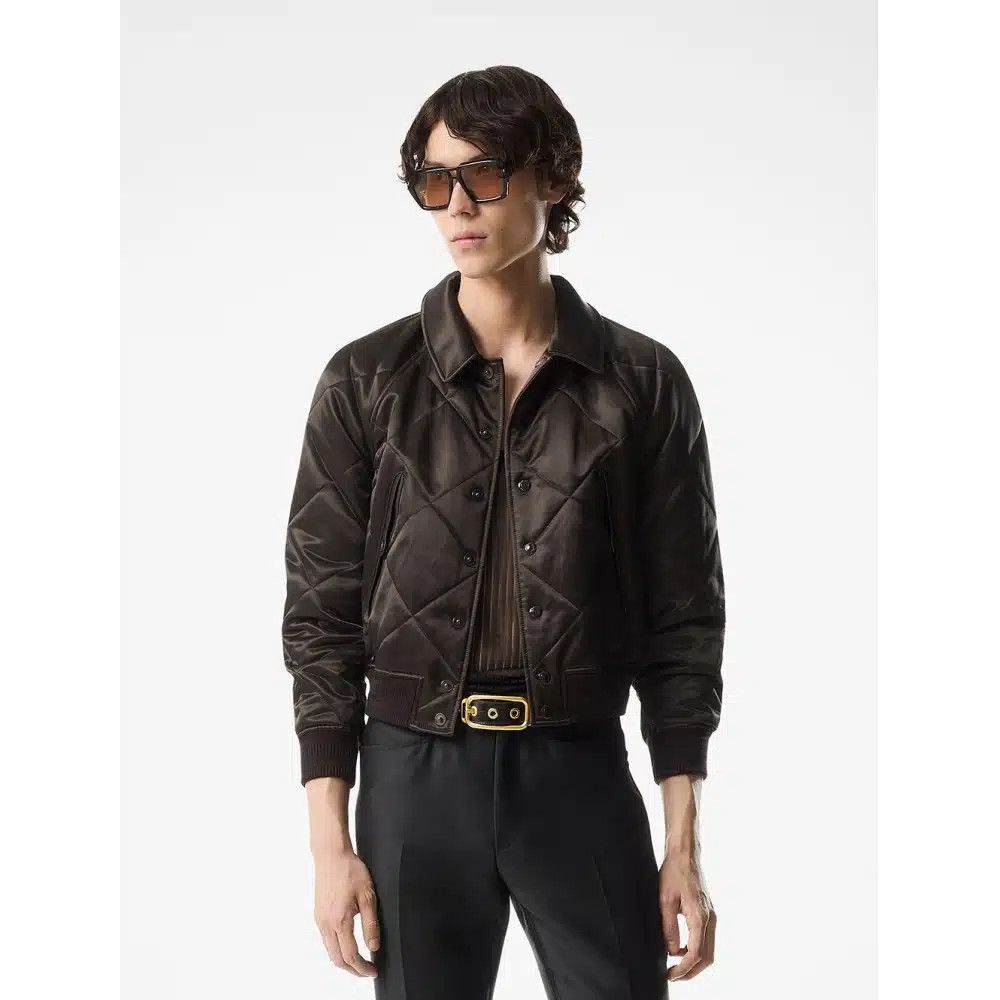 Tom Ford o1loc1c0525 OBQ003 Quilted Satin Raglan Blouson Jacket Size US L / EU 52-54 / 3 - 2 Thumbnail