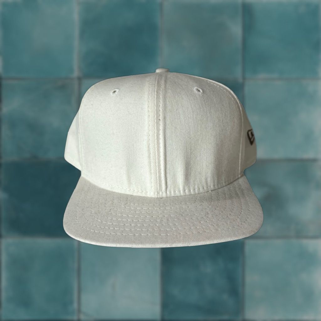 New Era VINTAGE New Era Hat Baseball Cap Mens 7 1/8 White USA Deadstock NWOT 90s Wool Blend Fitted Size ONE SIZE - 1 Thumbnail