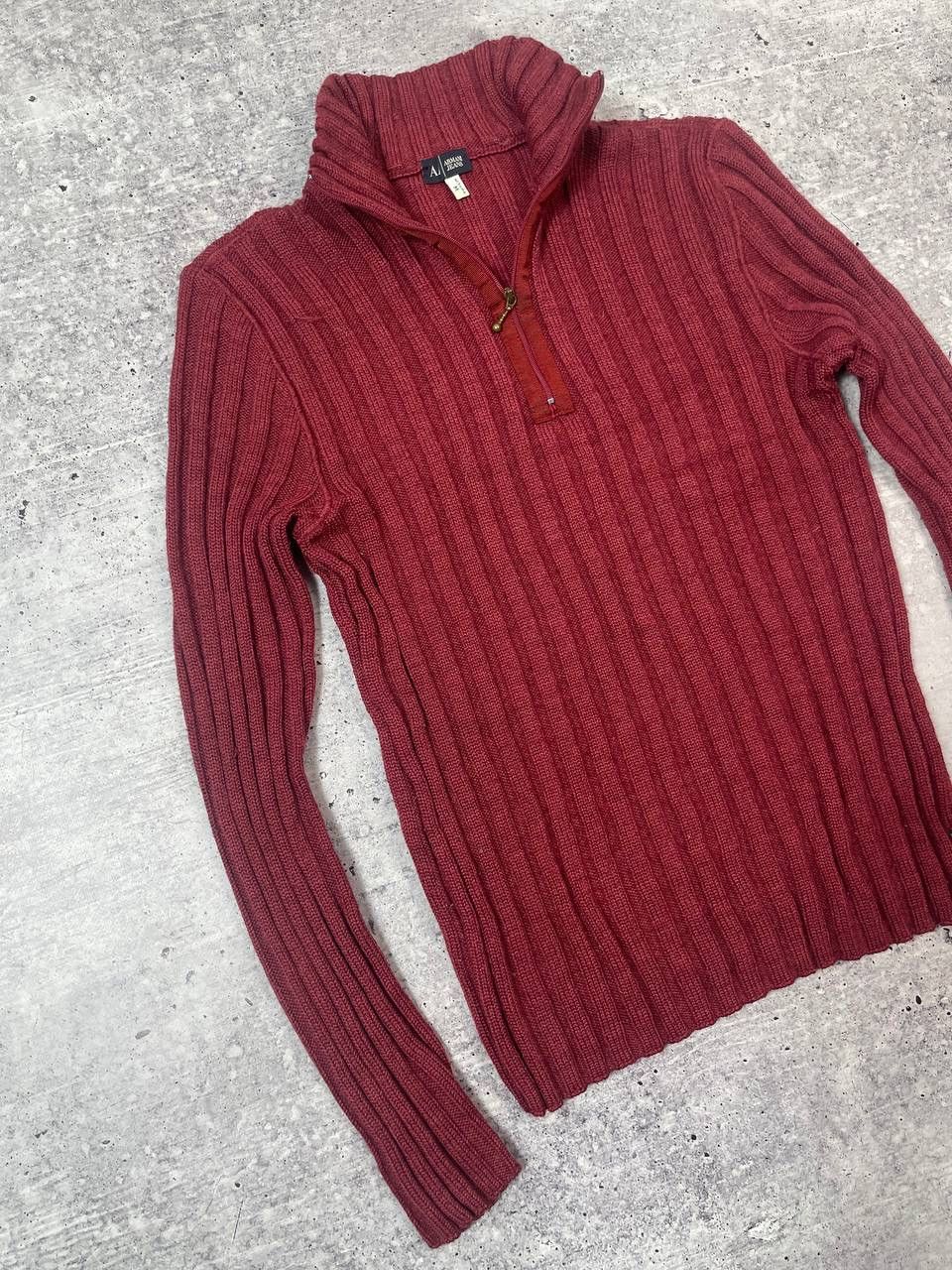 Armani Vintage Armani Jeans Half Zip Knitted Wool Sweater Y2K Size US M / EU 48-50 / 2 - 2 Thumbnail