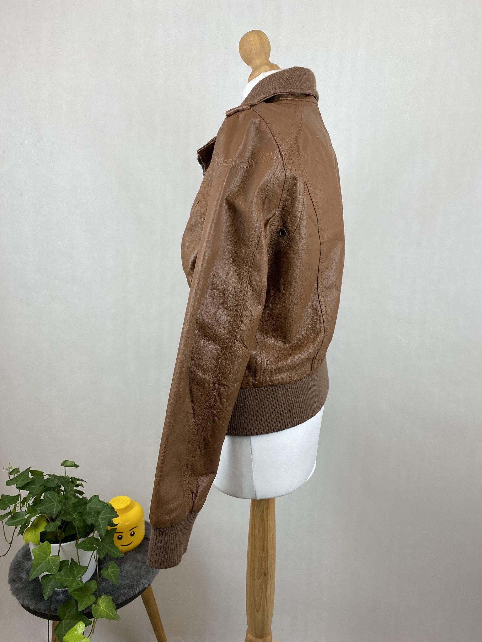 Genuine Leather × Vintage real leather jacket vintage vera pelle big collar zip Size M / US 6-8 / IT 42-44 - 4 Thumbnail