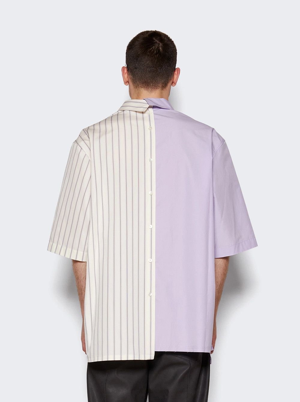 Lanvin o1s22i1n1024 Asymmetric Bowling Shirt in White & Purple Size US M / EU 48-50 / 2 - 5 Thumbnail
