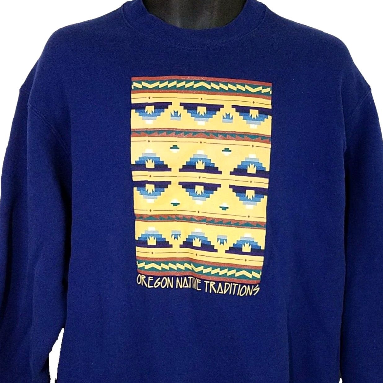 Fruit Of The Loom VINTAGE Oregon Native Sweatshirt Mens Size Large Blue 90s Southwestern USA Mens Size US L / EU 52-54 / 3 - 2 Thumbnail