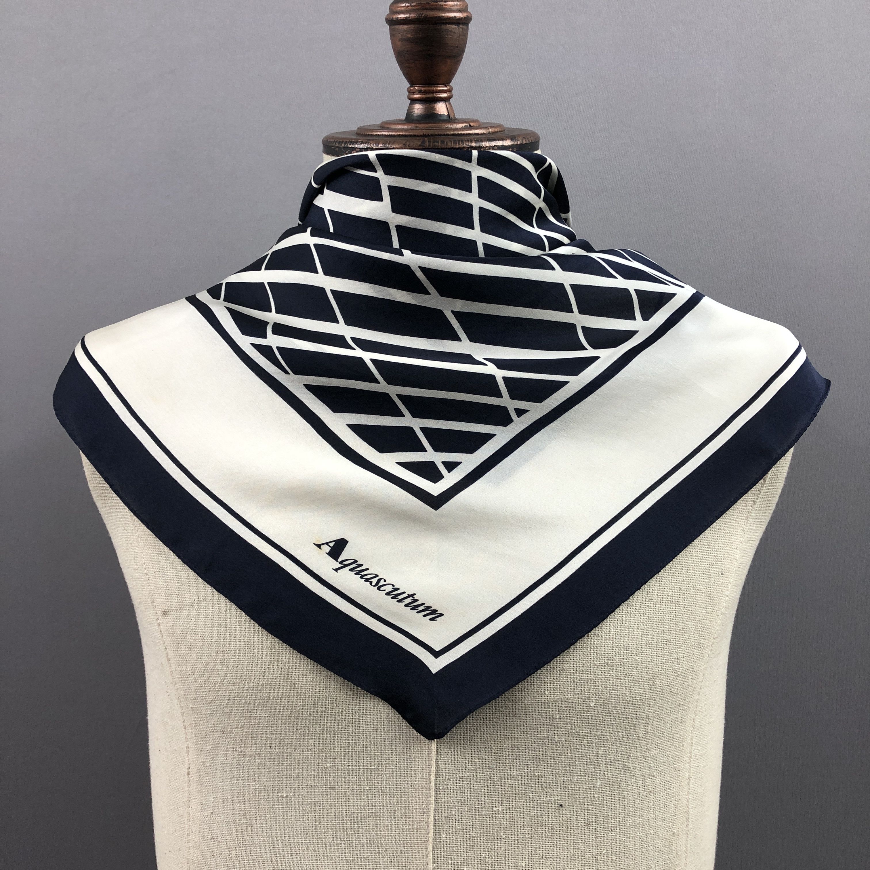 Vintage Aquascutum SILK Scarf Twill Stole Wraps Scarves