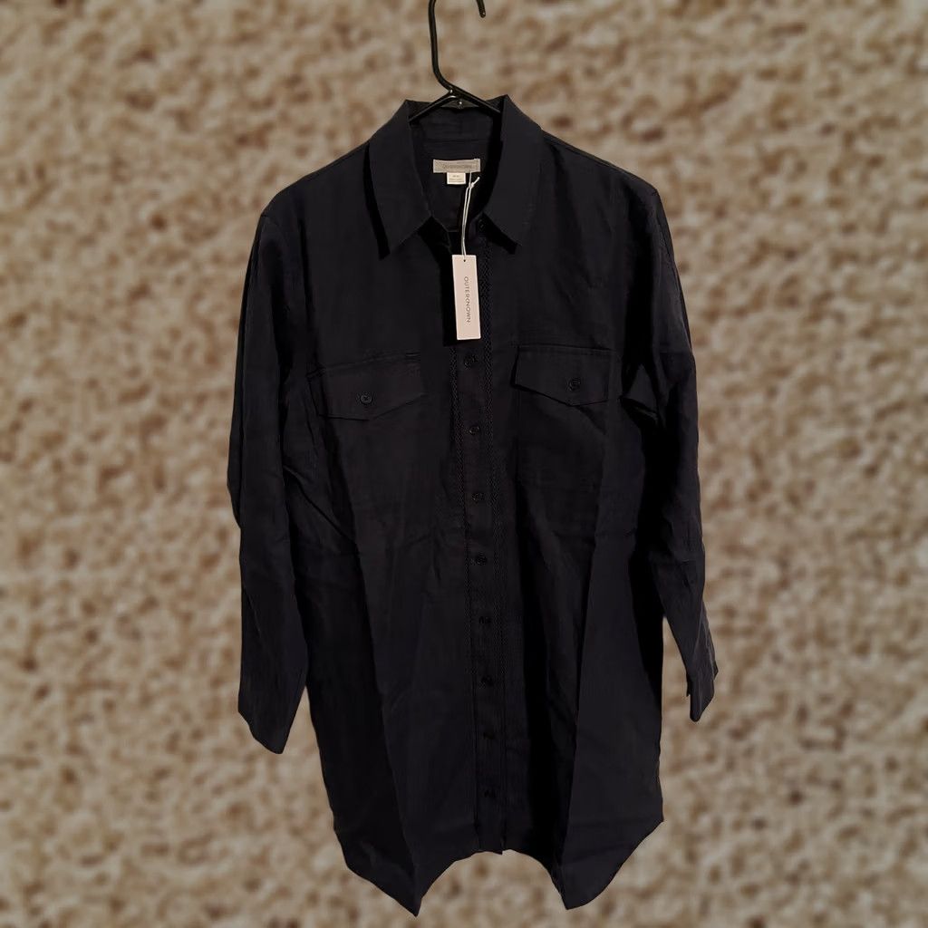 Outerknown Outerknown Navy Blue Lace Trim Linen Organic Cotton Shirt Dress M Womens Size M / US 6-8 / IT 42-44 - 1 Thumbnail