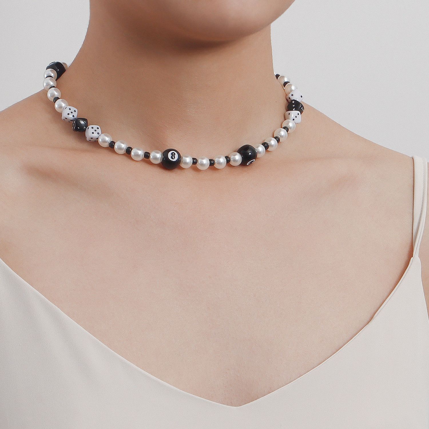 Jewelry Black Billiard Dice Pearl Necklaces Size ONE SIZE - 3 Thumbnail
