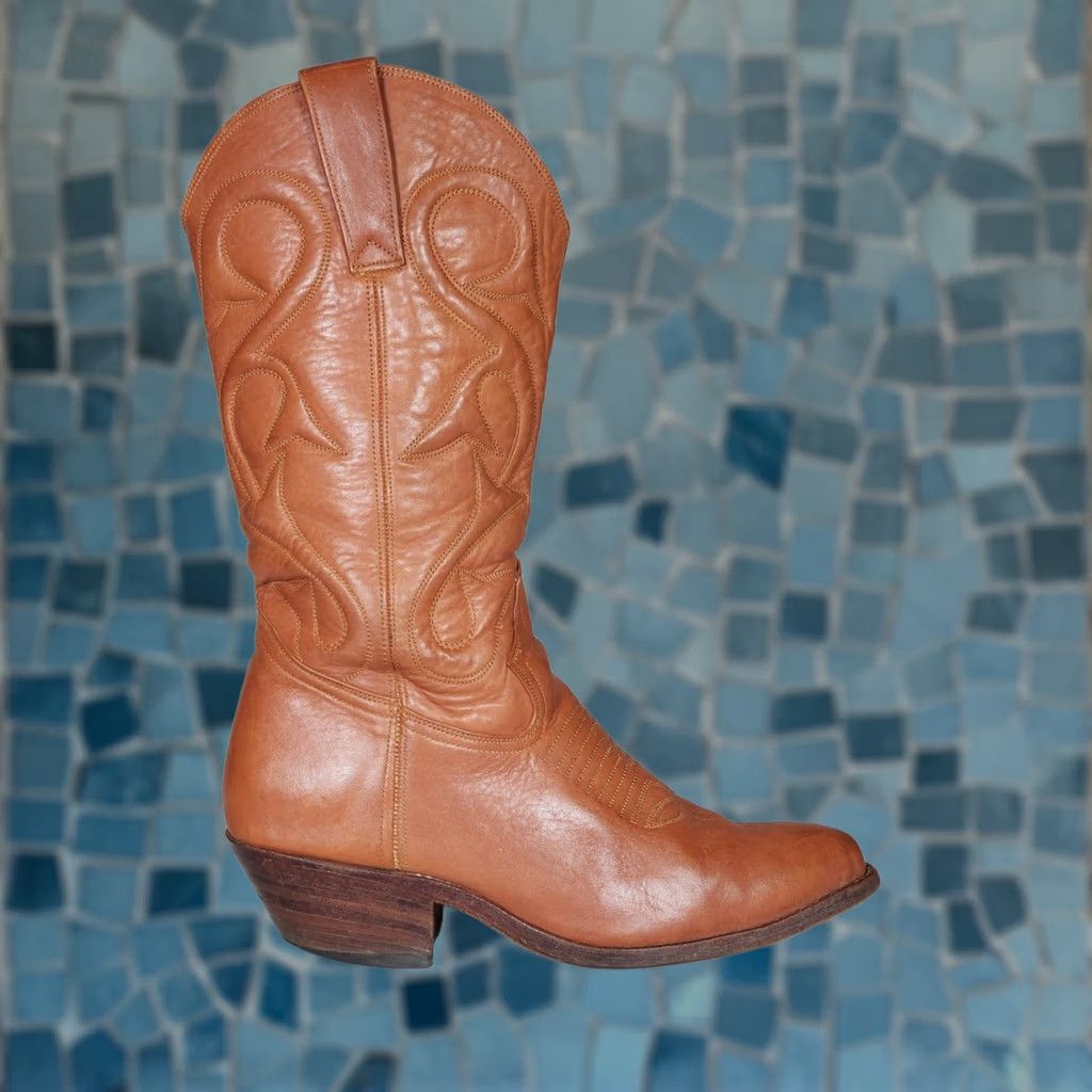 Vintage VTG Light Brown Leather Western Cowgirl Boots Embroidered Women's US 6* Dress/Boots Casual Western, Cowgirl, Ranch Mens Womens Girls Boys Size US 6 / IT 36 - 1 Thumbnail