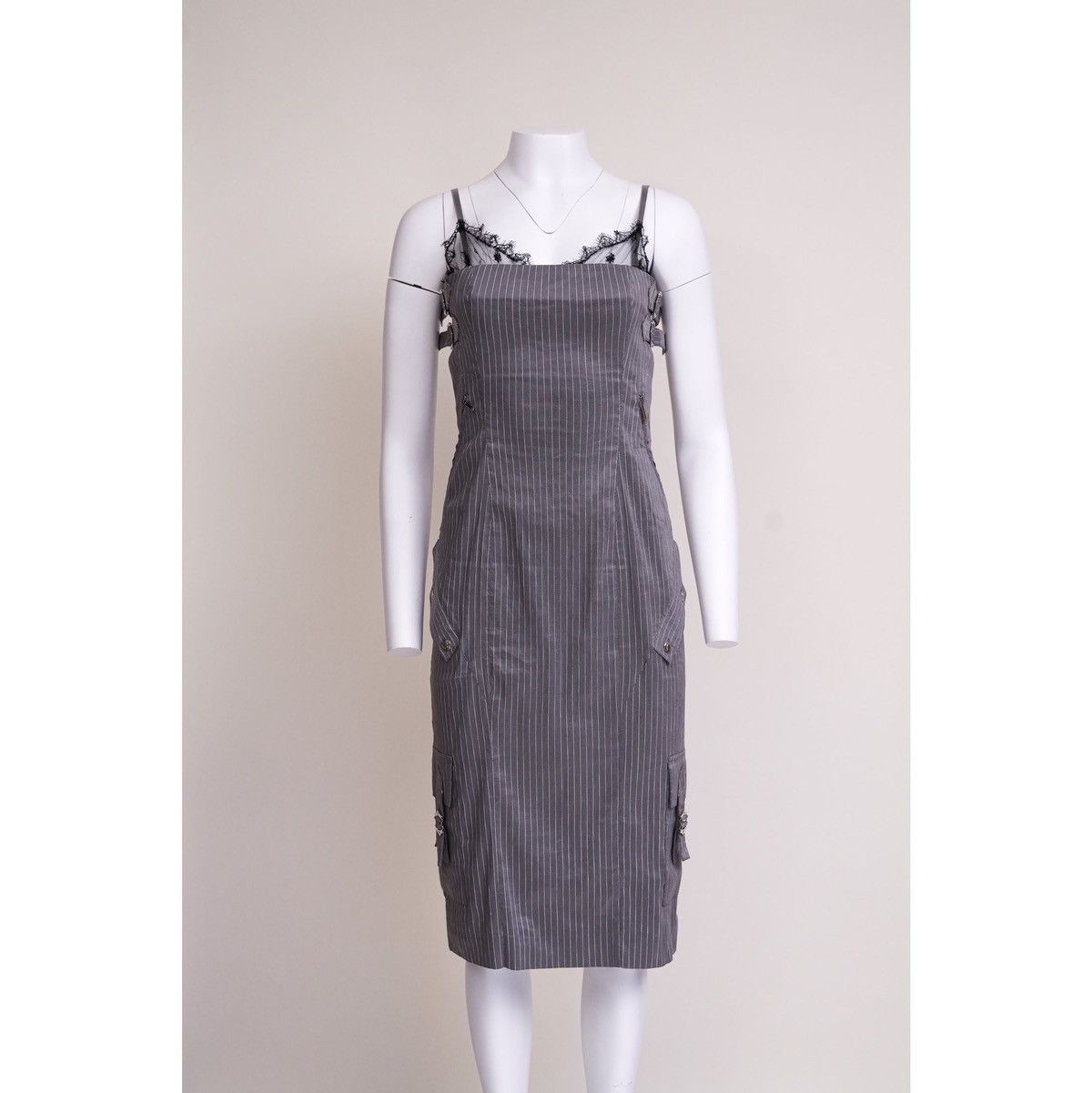 Dior Christian Dior 1998 Pinstripe Lace Mini Dress Size S / US 4 / IT 40 - 2 Thumbnail