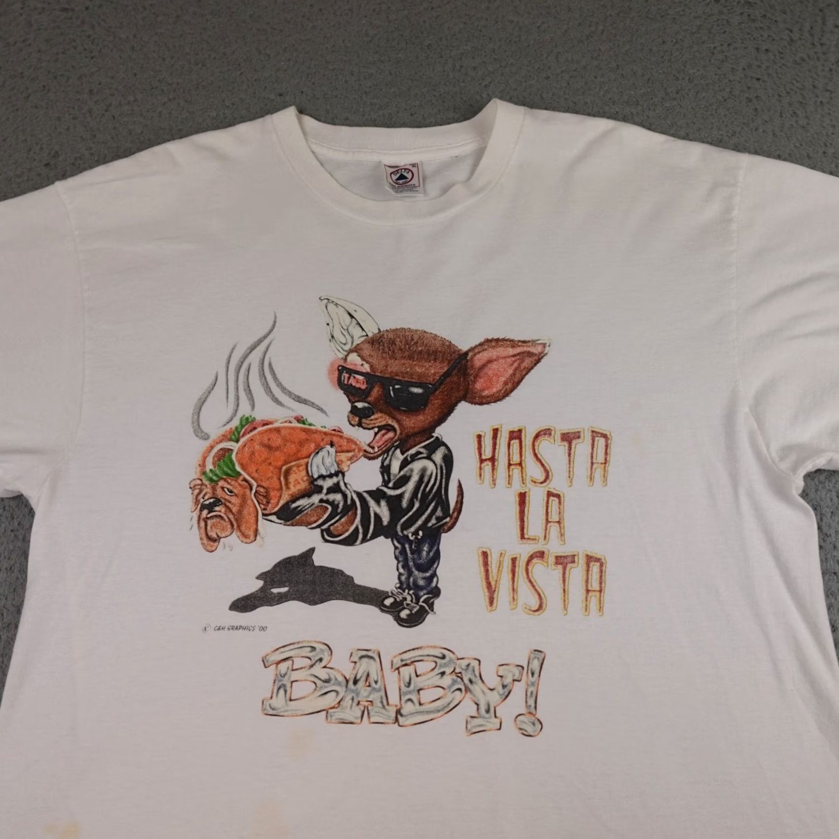 Delta VINTAGE Taco Bell Shirt Mens XL White Graphic Dog C&H Graphics Hasta La Vista 90s Size US XL / EU 56 / 4 - 5 Thumbnail