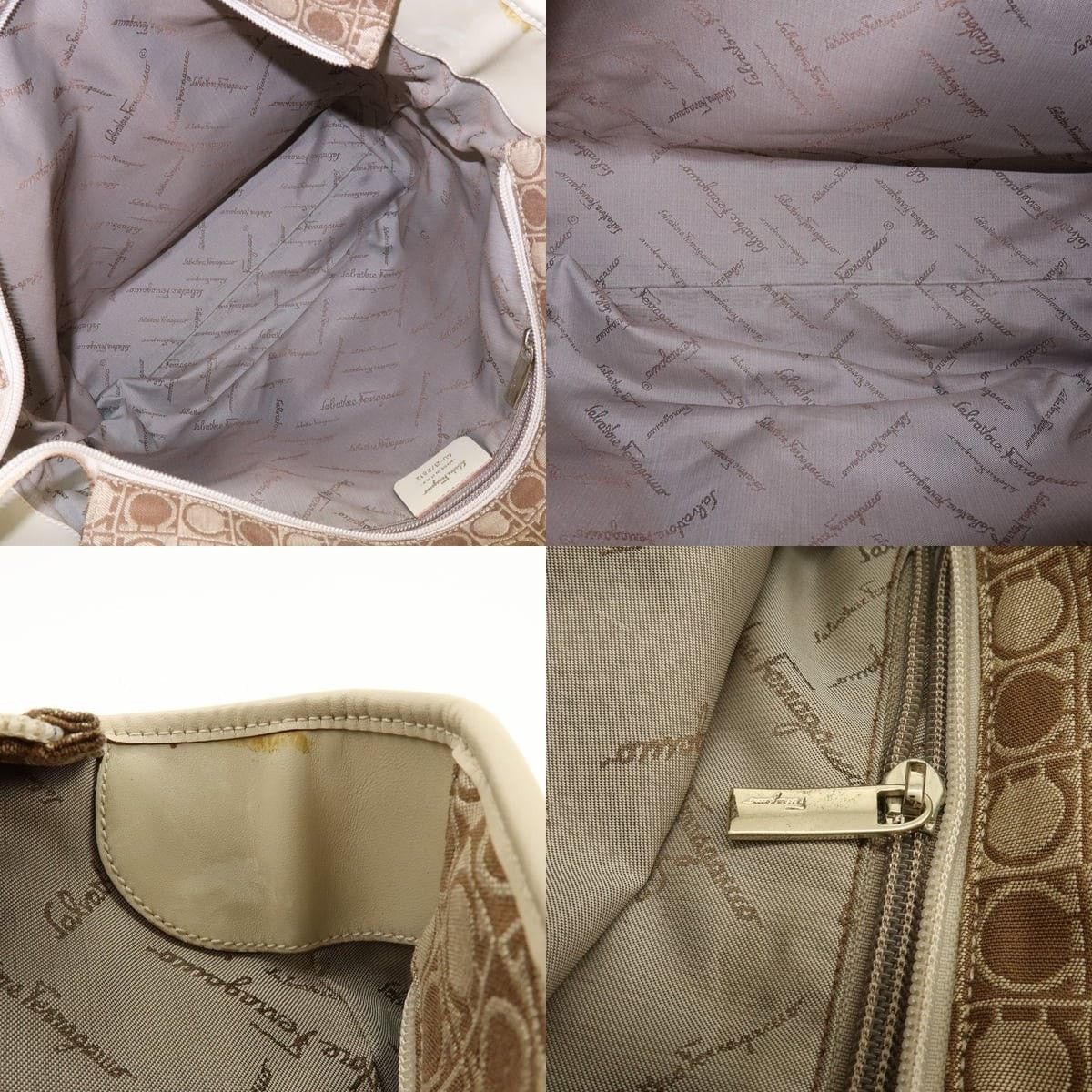 Salvatore Ferragamo Ferragamo Gancini Canvas & Leather Tote Tan Size ONE SIZE - 7 Thumbnail