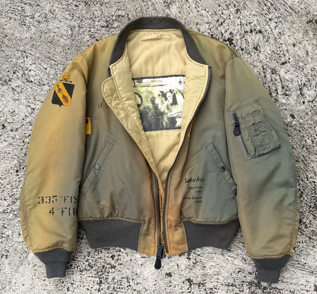 Avirex VTG MA-1 Flight Jacket Art Sabre Ace Korea Japan Bomber Size US L / EU 52-54 / 3 - 8 Thumbnail