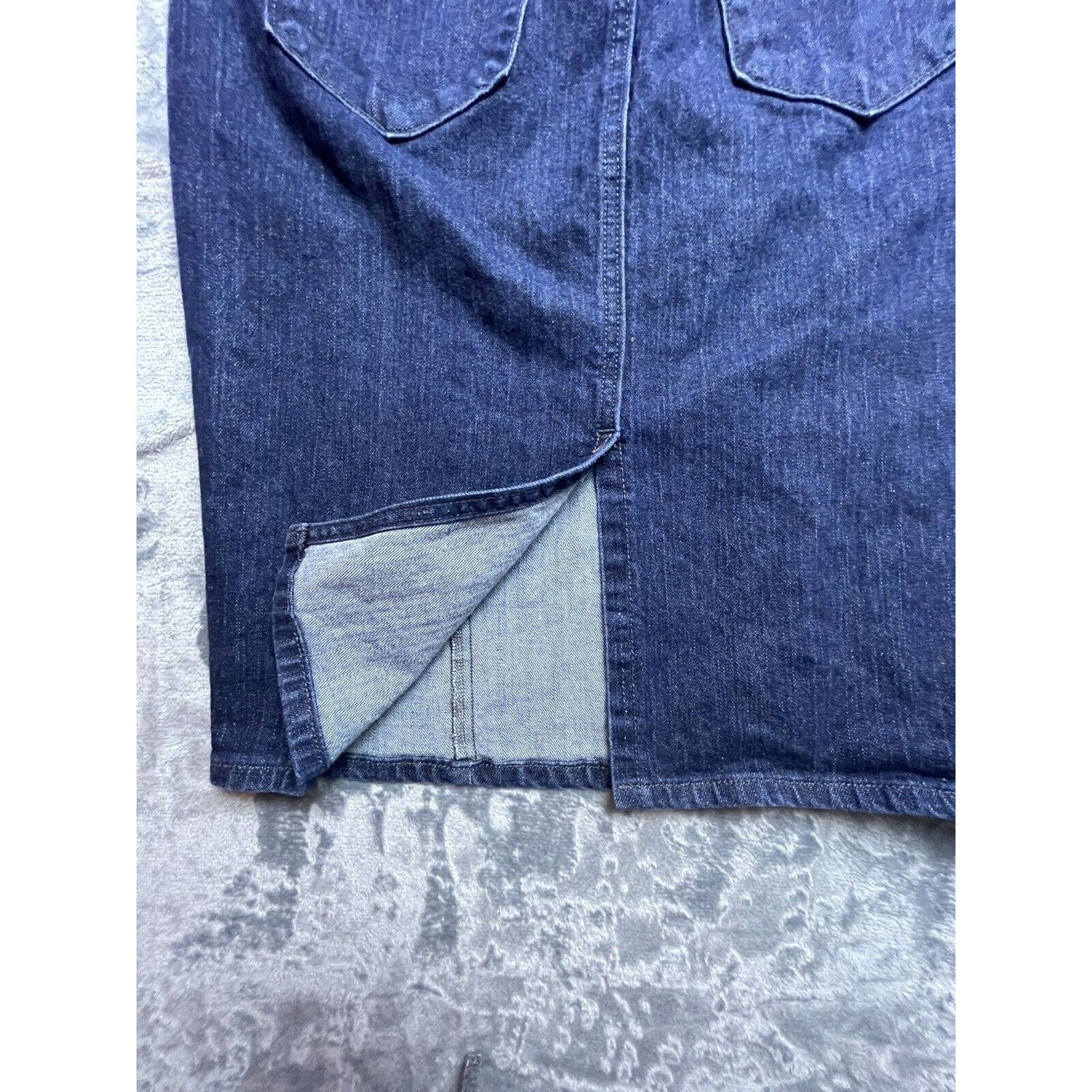 Old Navy Old Navy Jean Skirt Womens 4 Dark Denim Slit Modest Size 27" / US 4 / IT 40 - 3 Thumbnail