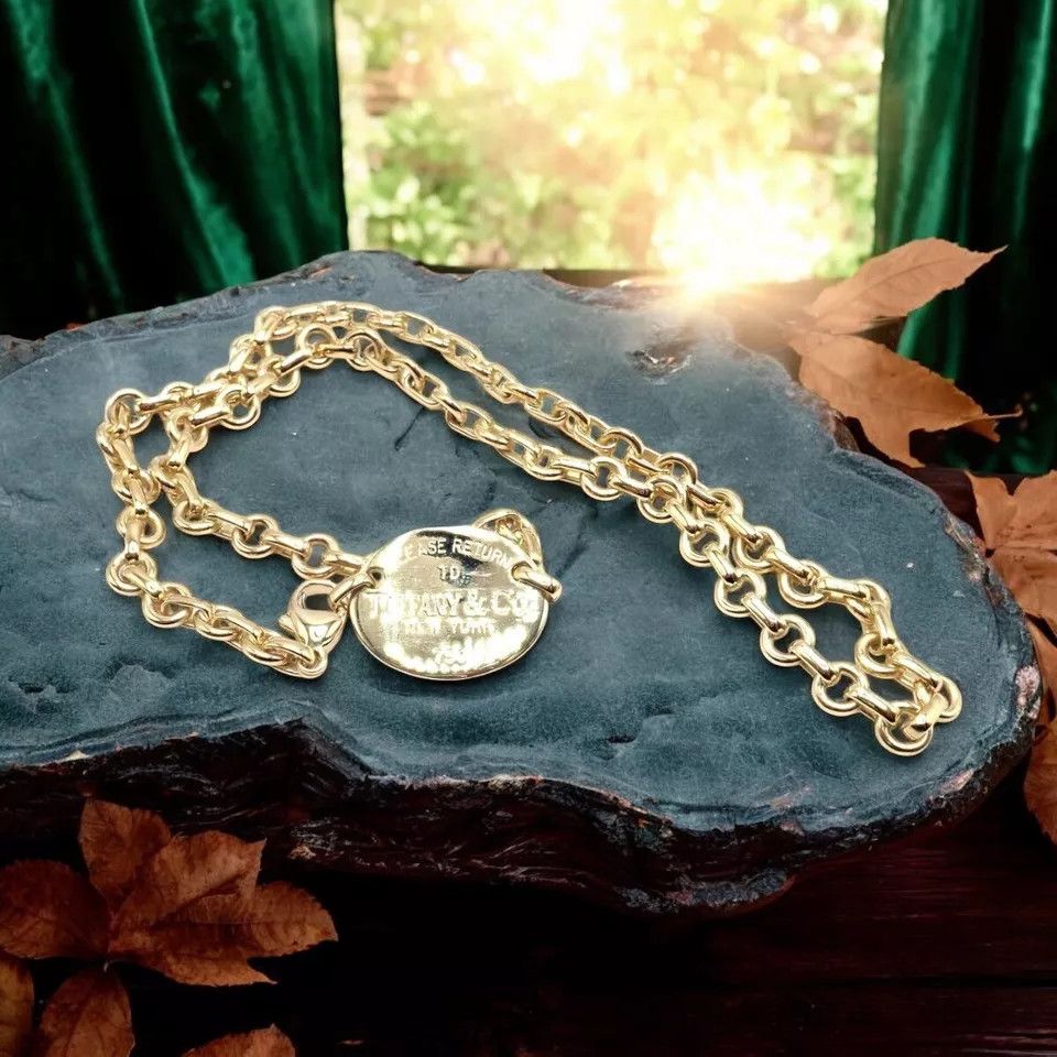 Tiffany & Co. 18k Yellow Gold Oval Tag Link Necklace Size ONE SIZE - 2 Thumbnail
