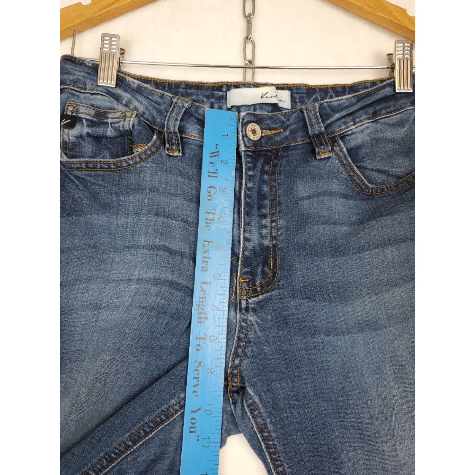 Vintage VINTAGE KanCan Bootcut Jeans Dark Wash High Rise Womens Sz 28 5-Pocket Distressed Stretch Blue Jeans 90s Bohemian City Womens Size 28" / US 6 / IT 42 - 6 Thumbnail