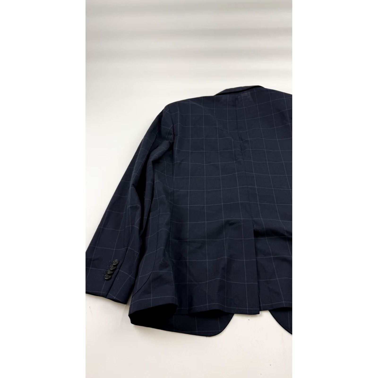 Banana Republic Banana Republic Coat Mens 44 Blazer 44R Navy Windowpane Check Two Button Sport Size 44R - 7 Thumbnail
