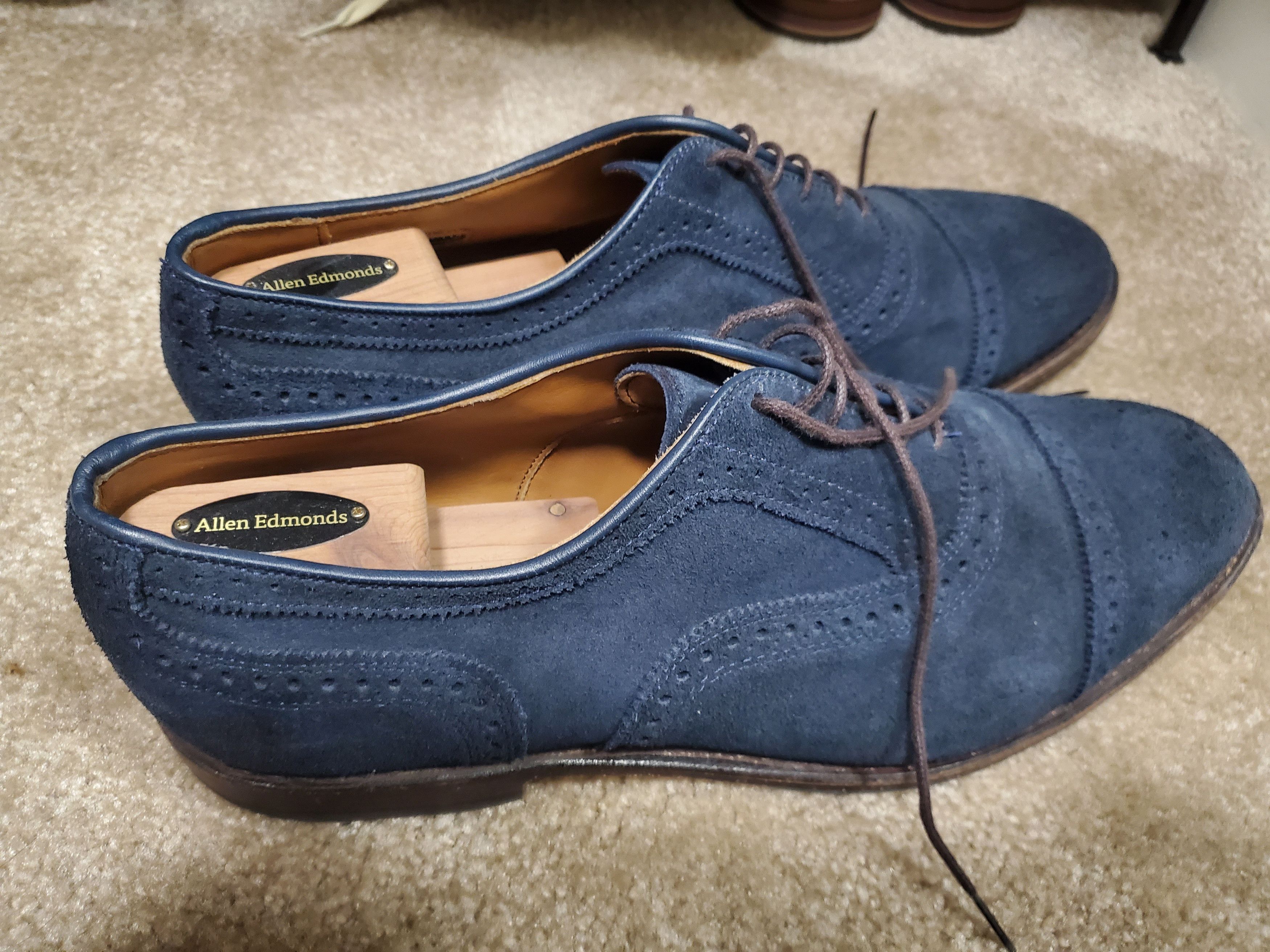 Allen Edmonds Strand in Blue Suede Size US 13 / EU 46 - 2 Thumbnail