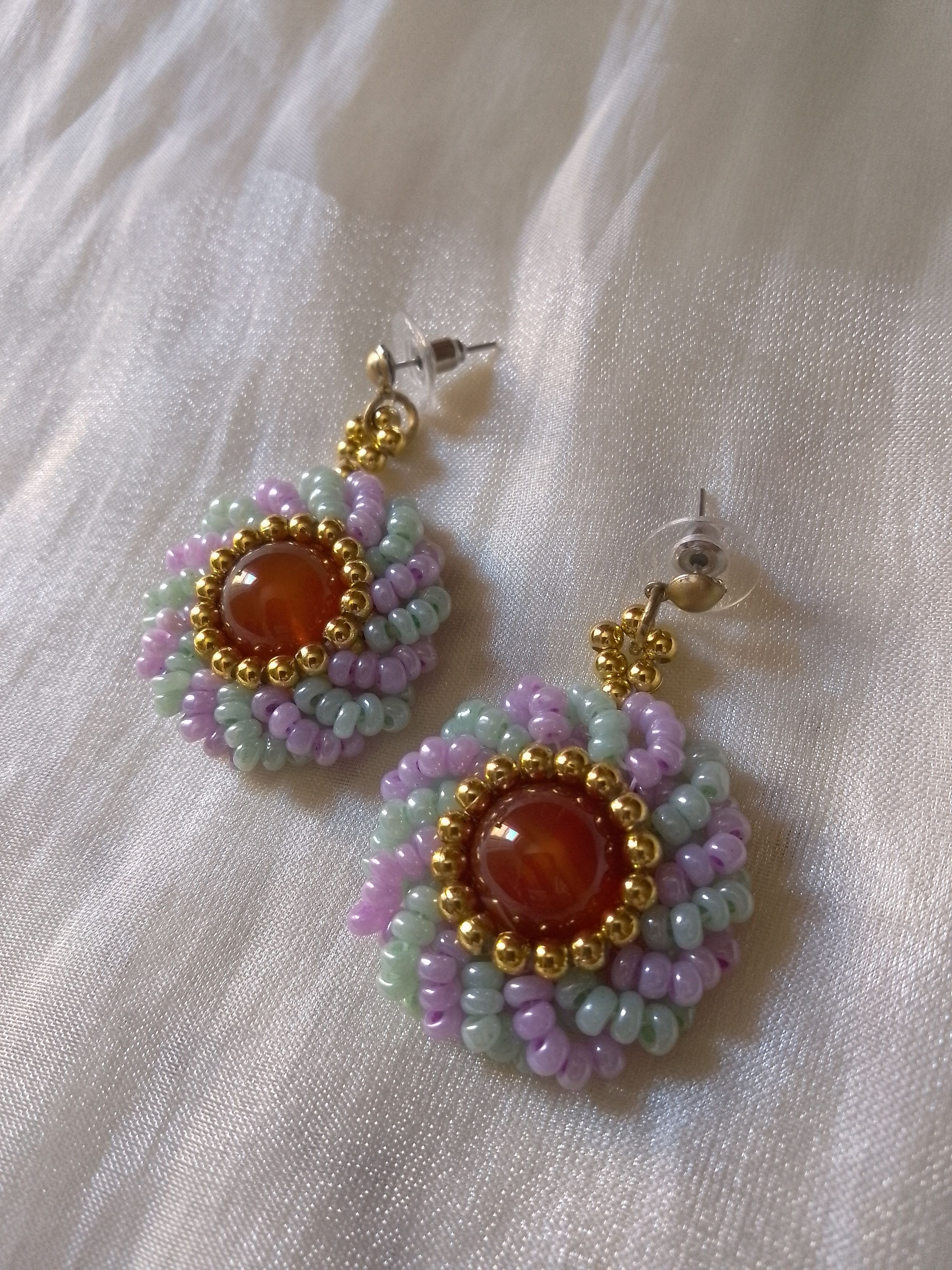 Handmade Earrings Red carnelian gemstones vintage style Size ONE SIZE - 5 Thumbnail
