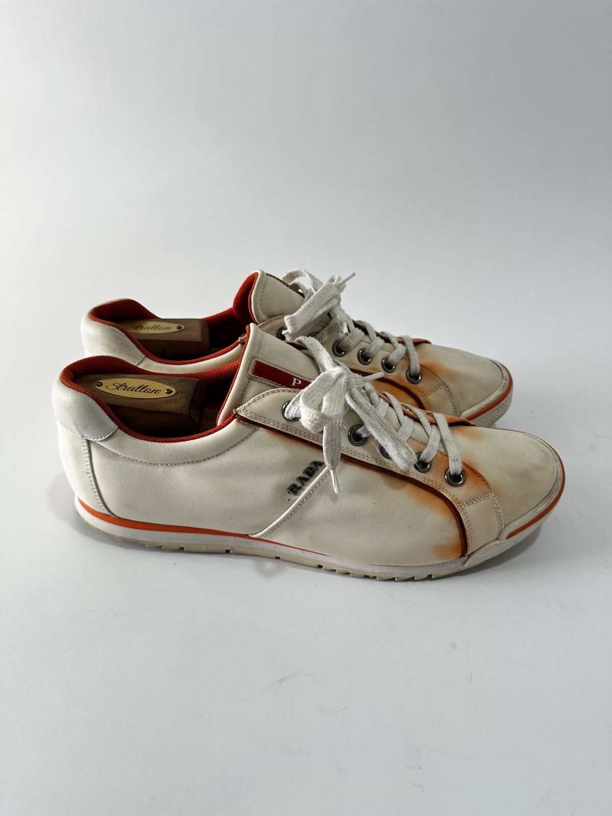 Prada PRADA SNEAKERS SHOES 4E2719 WHITE RED ORANGE LINEA ROSSA Size US 9 / EU 42 - 1 Thumbnail