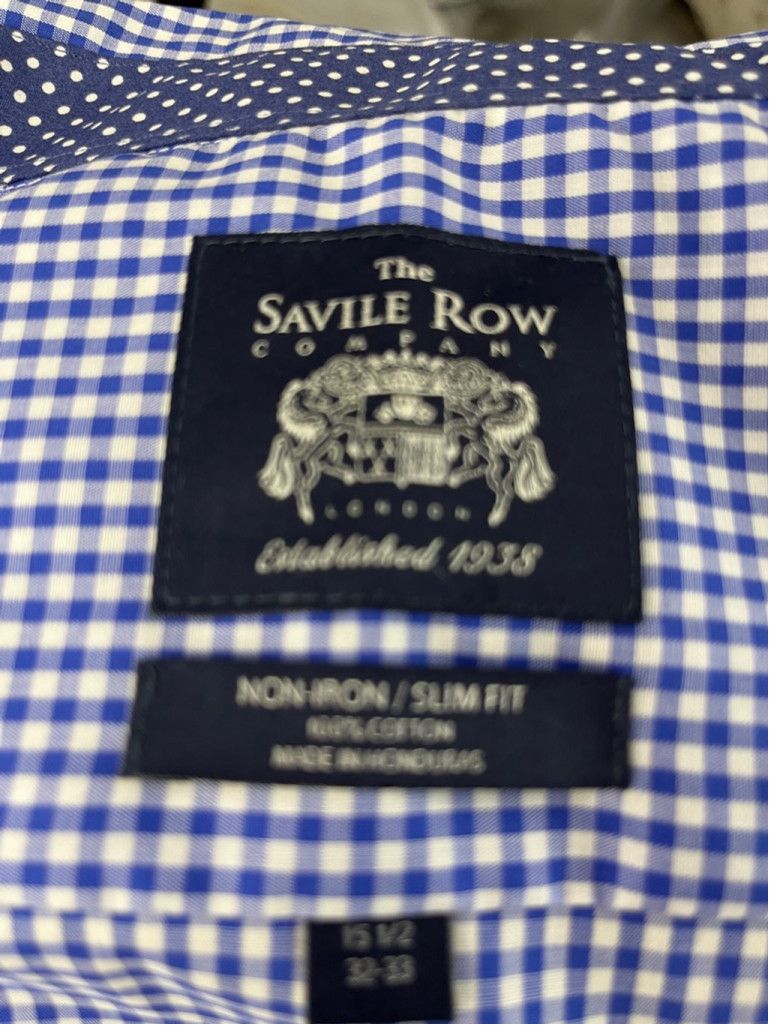 Savile Row Men's The Savile Row Company Dress Shirt Blue Gingham Size US S / EU 44-46 / 1 - 5 Thumbnail