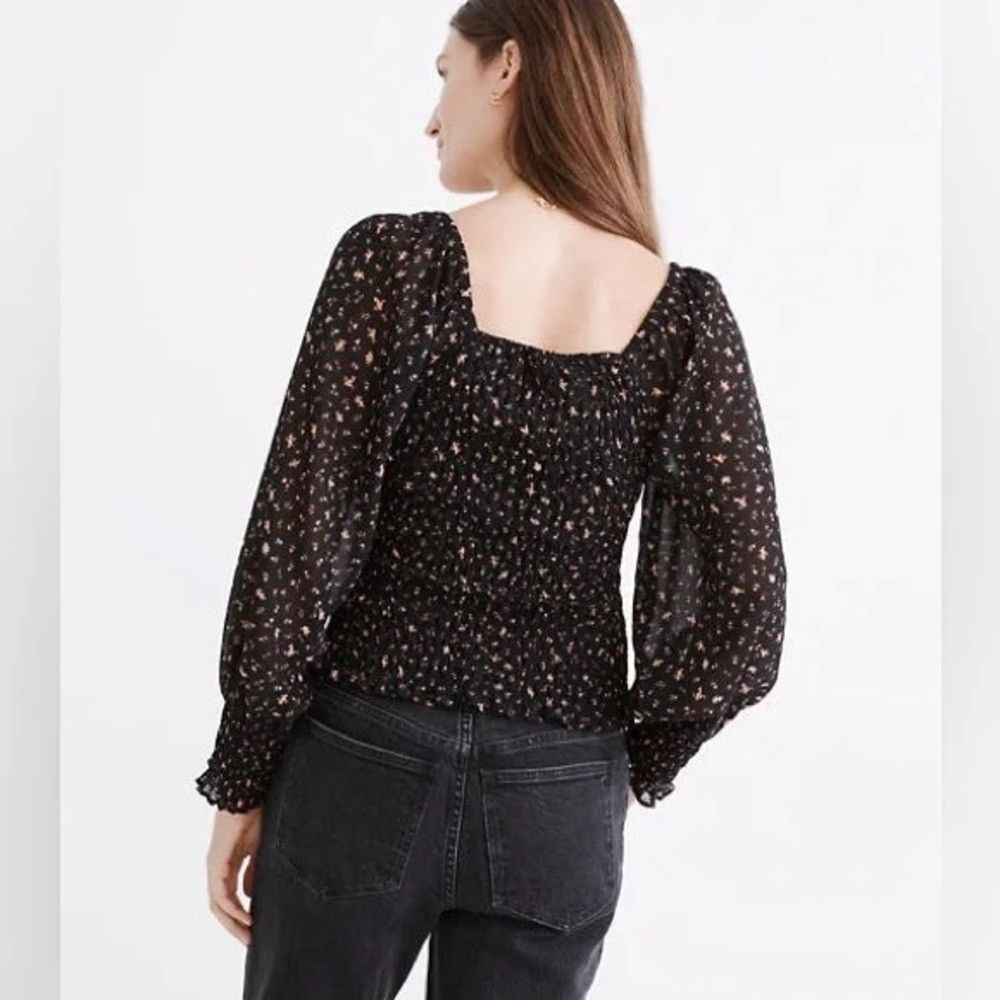 Madewell Madewell Georgette Lucie Bubble-Sleeve Smocked Top in Stem Size M / US 6-8 / IT 42-44 - 2 Thumbnail